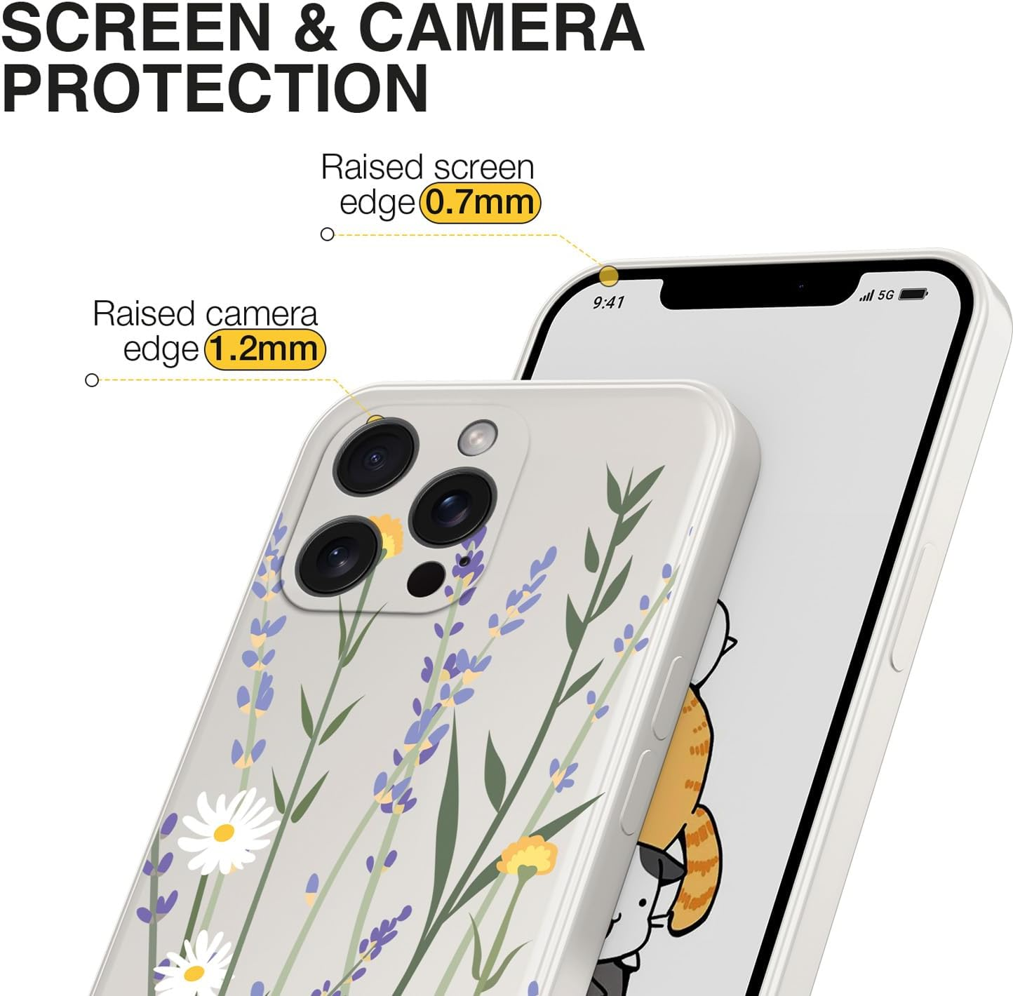 XINYEXIN Silicone Case for Samsung Galaxy A56 5G with Cute Pattern Ultra Thin Straight Edge Soft Silicone Mobile Phone Case Shockproof Protective Case - Lavender, White