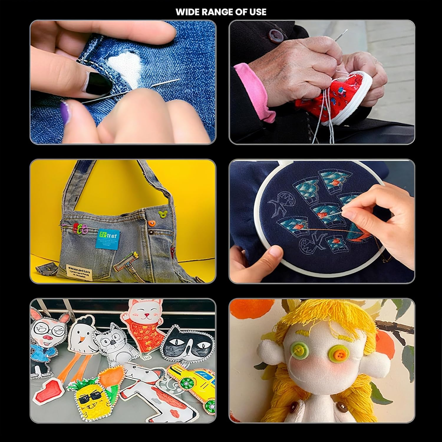 Emesak 37 Piece Hand Sewing Needle Sewing Tool Set, 37PCS Sewings Tool Set, Hand Sewings Needles and Thread Kit, Embroidery Tools, Self Threading Needles Accessories for Leather Stitching