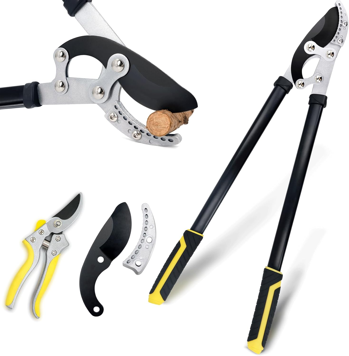 Jardineer 2" Anvil Loppers Shears - Gardening Loppers Heavy Duty with Garden Shears & Spare Blade, Effortless Pruning Tree Loppers, 30" Long-Lever Tree Trimmer Branch Cutters