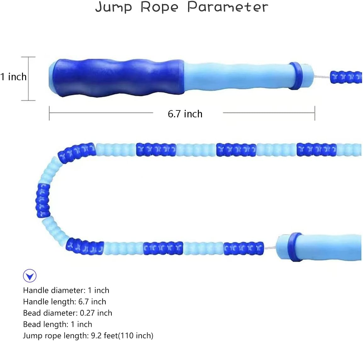 Jump Rope for Kids Girls and Boys, Soft Beaded Jump Ropes, Adjustable Skipping Rope, Tangle-Free Segmented Rope for Kid and Women Men Adults Exercise, Keeping Fit, Training - 9.2Ft - Blue And Purple image number 4
