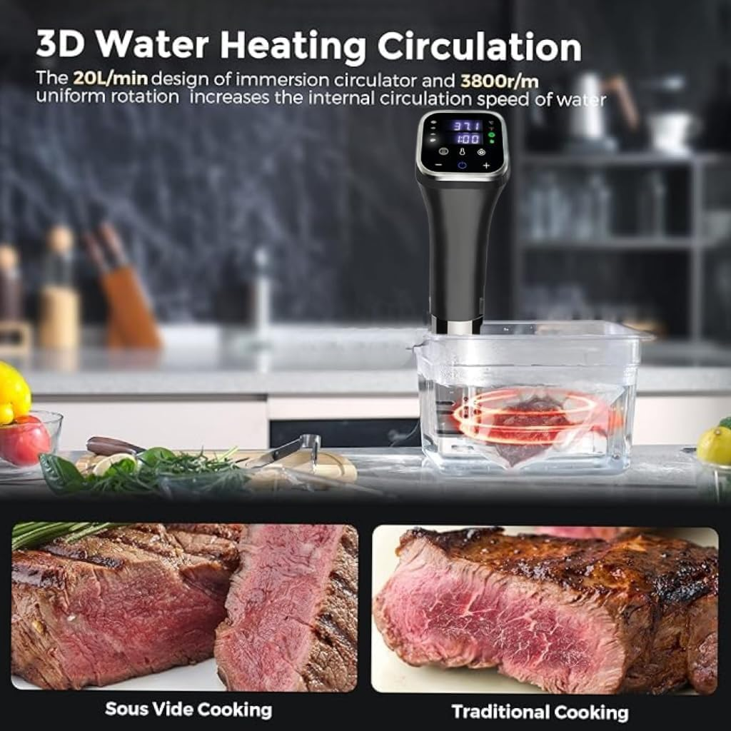 Wifi Sous Vide with 11L Sous Vide Rack with Lid & Rack, 1100W Sous Vide with App Preset Menus Recipes Precise Temperature & Timer image number 1