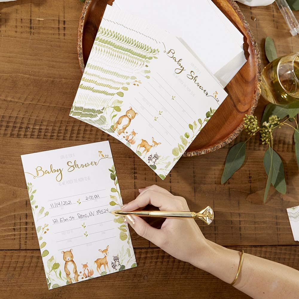 Kate Aspen Woodland Baby Shower Invitation & Thank Bundle (Set of 25) Party Invitation and Thank You Cards, One Size, Multi (28531NA) image number 6
