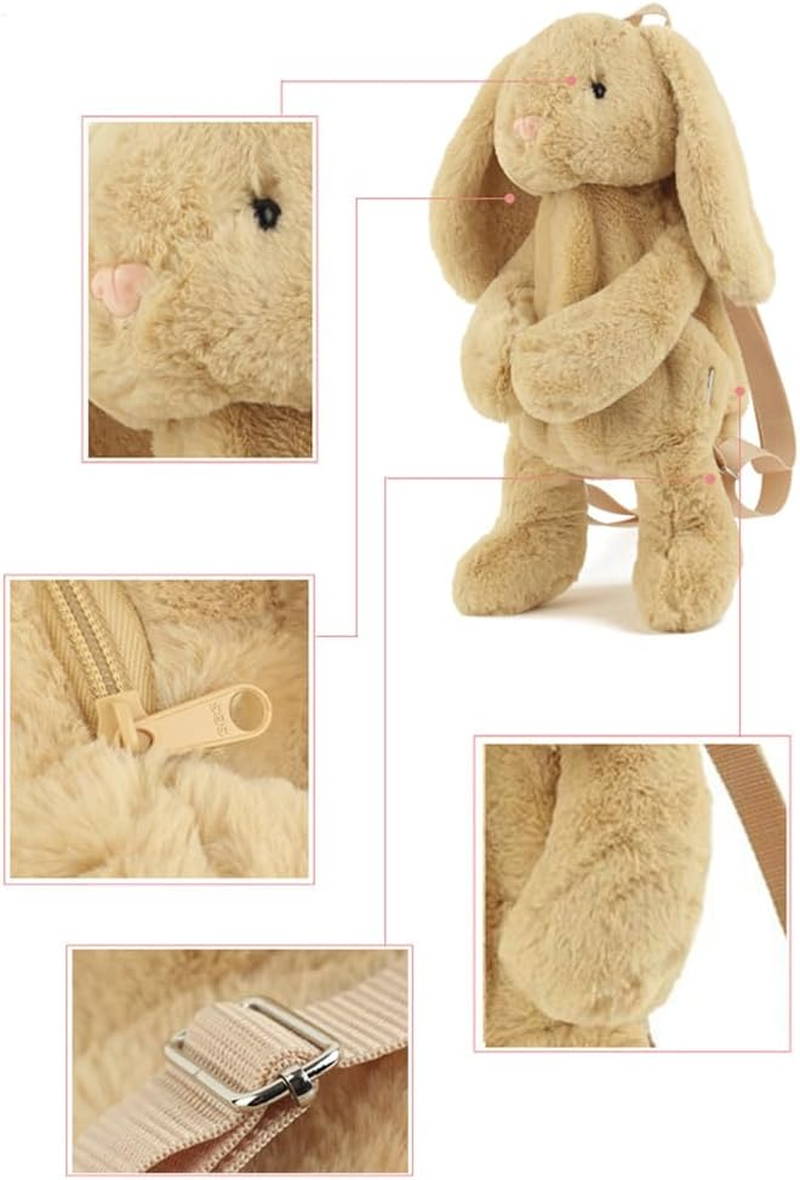 Mellsunny Cute Fuzz Plush Animal Backpack Rabbit Backpack Kawaii Bunny Backpack Fluffy Shoulder Bag Casual Daypack
