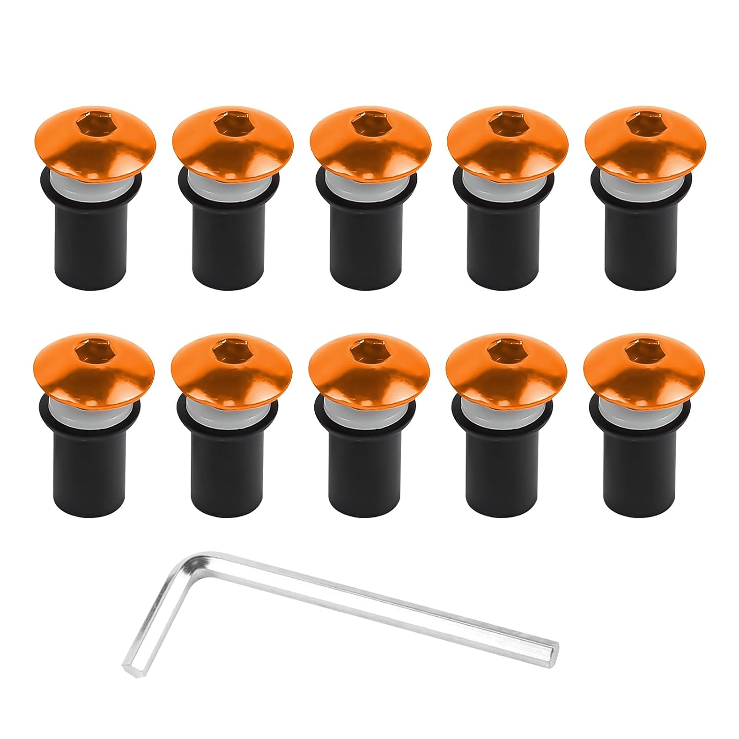 Hovom 10PCS Motorcycle Windshield Bolts Screws Kit, Aluminum Motorbike Windscreen Body Mounting Kit with Bolts Nuts Washers, M5&times;16Mm Windshield Installation Fasteners for Motorcycle (Orange) image number 3