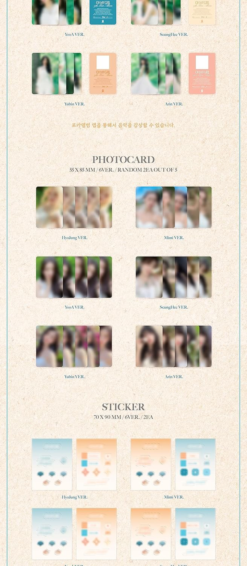 OH MY GIRL Golden Hourglass 9Th Mini Album POCA Version Photostand Package+1P QR Card+2P Photocard+2Ea Sticker+Tracking Sealed