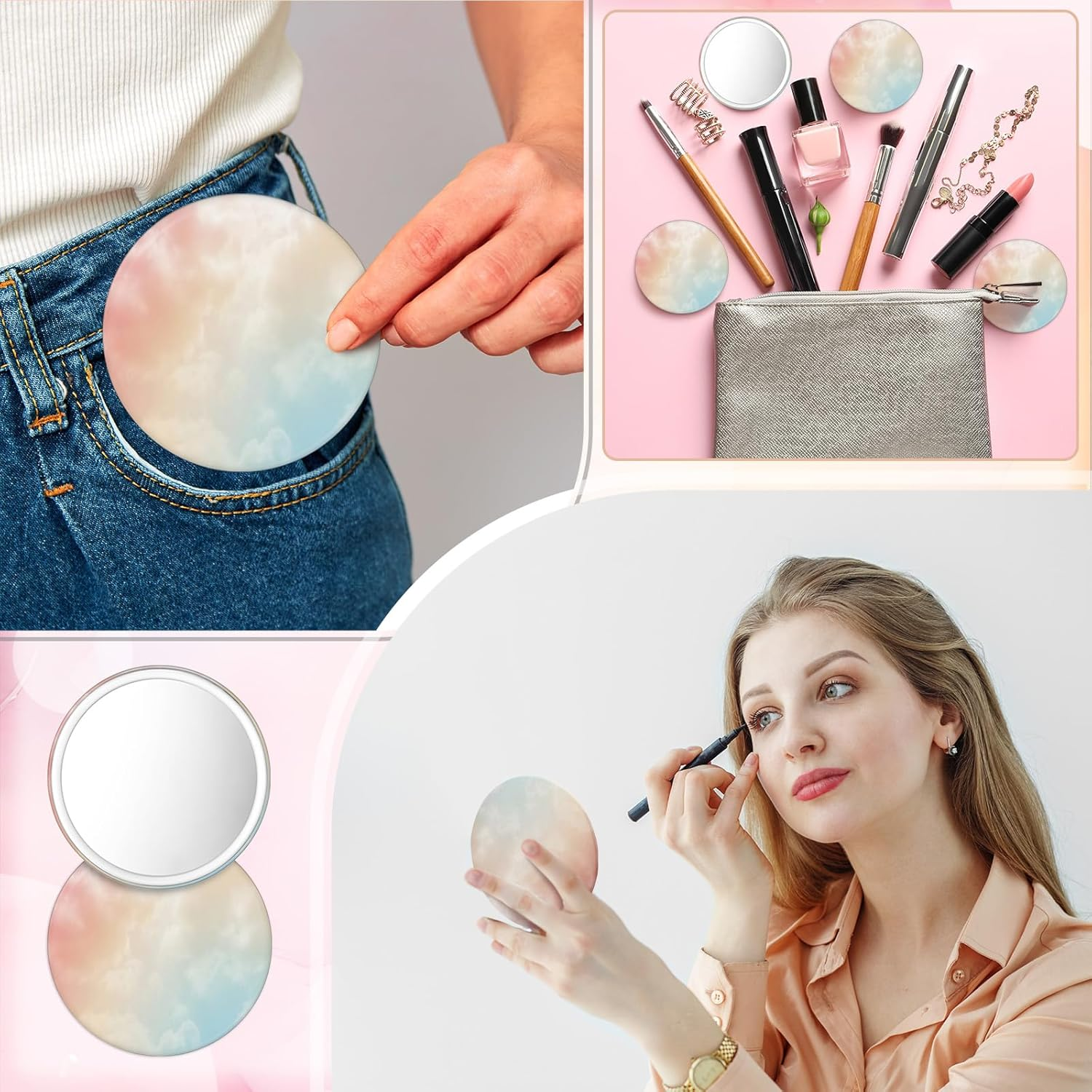 Teenyyou 30 Pcs Small round Mirrors Bulk Party Favors 2.75 Inch Pastel Compact Mirror Gifts for Women Birthday Office Gifts Portable Purse Mirrors Games Prizes image number 6