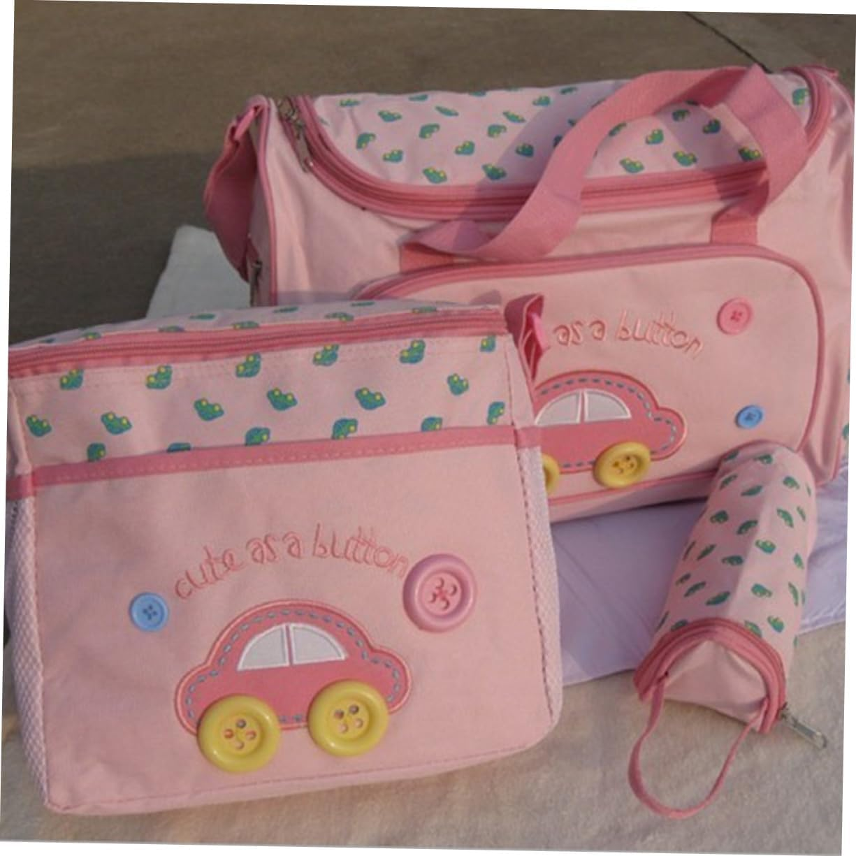 Totority Portable Diaper Bag Set 4-In-1 Multi-Function Mom Bag Large Nappy Bottle Car Theme Nappy Change Mat image number 5