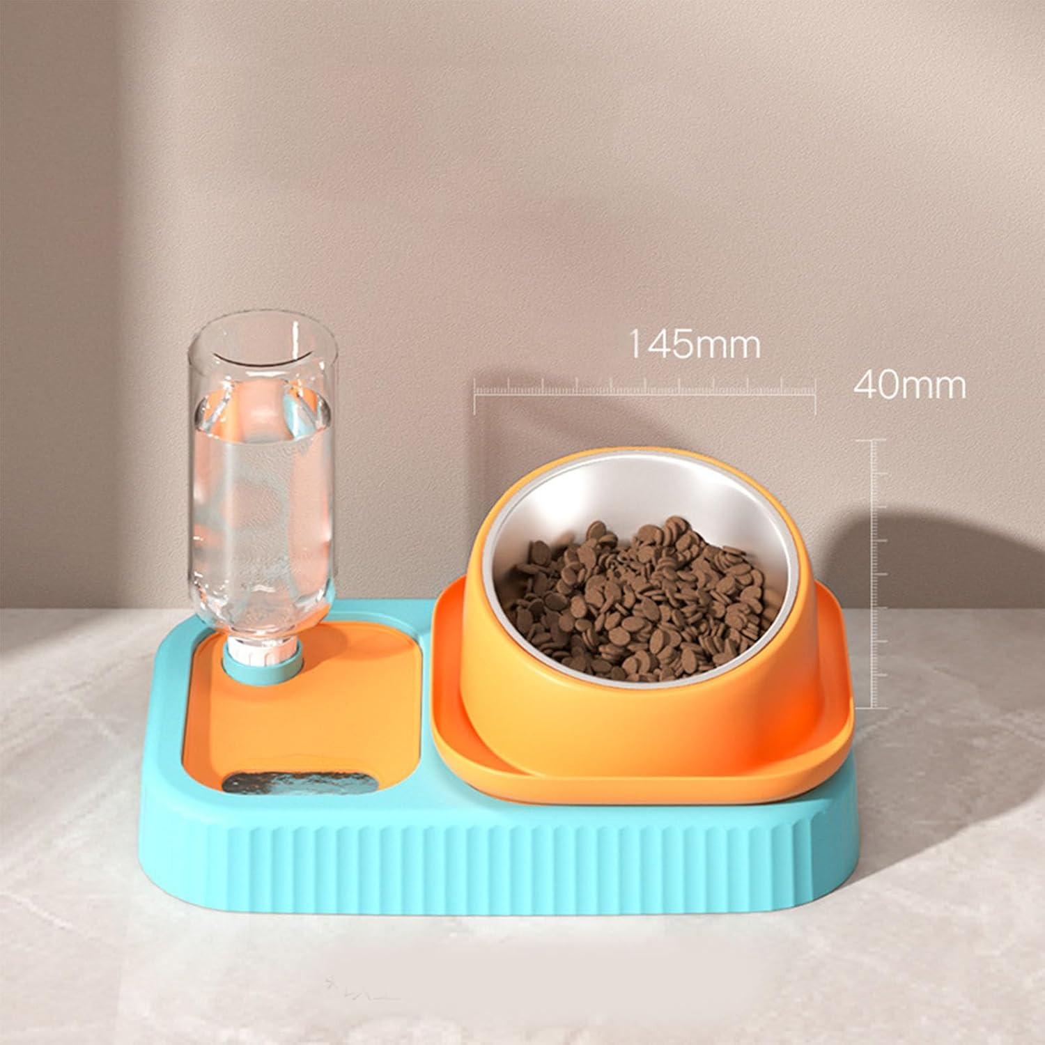 3 in 1 Dog Cat Bowls, Easy to Clean Slow Feeder Bowls Stainless Steel Food Bowl with Water Dispenser, Elevated Double Dog Cat Bowl Tilted Cat Food and Water Bowl Set for Small Dog Kitten Puppy image number 3