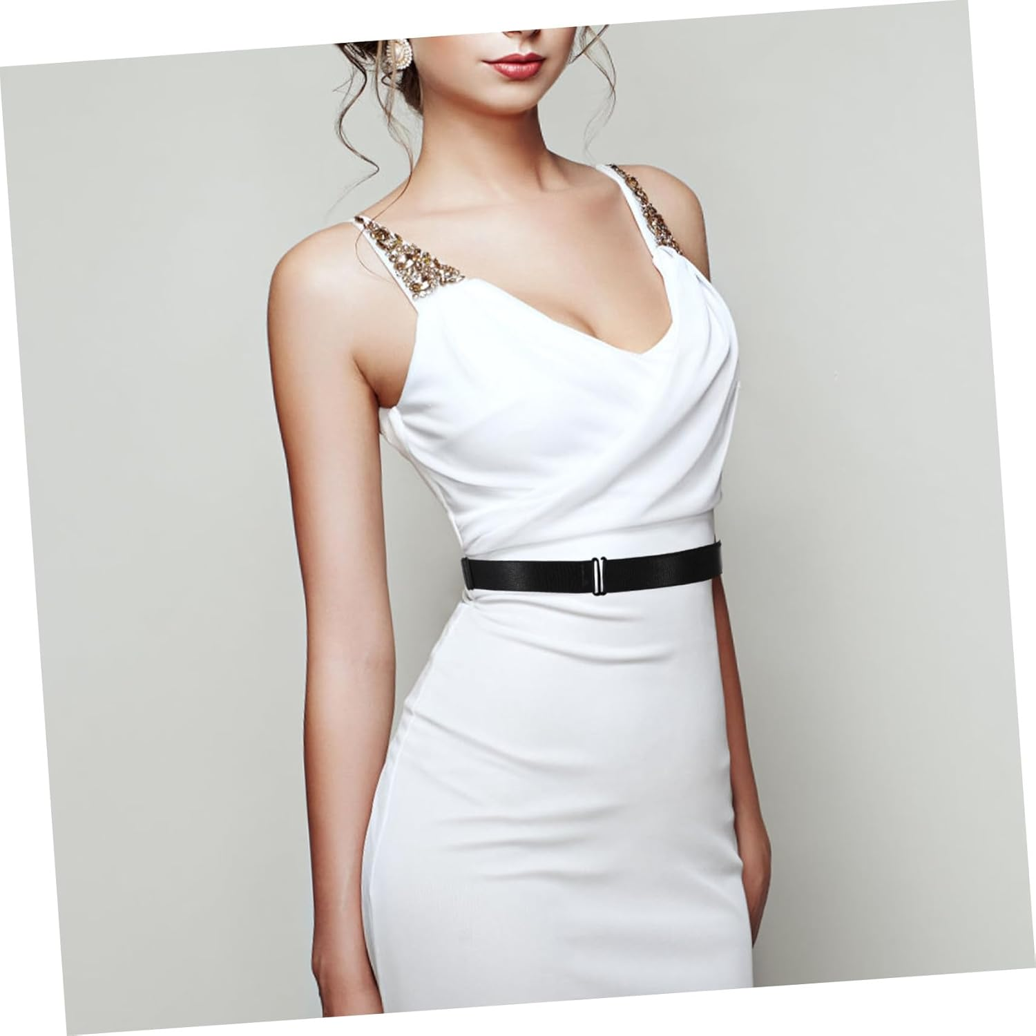 COHEALI 2Pcs Adjustable Elastic Tuck Bands for Cropping Shirts, Black and White Shirt Belts for Women, Fashionable Clothing Accessories for Daily Wear and Parties image number 4