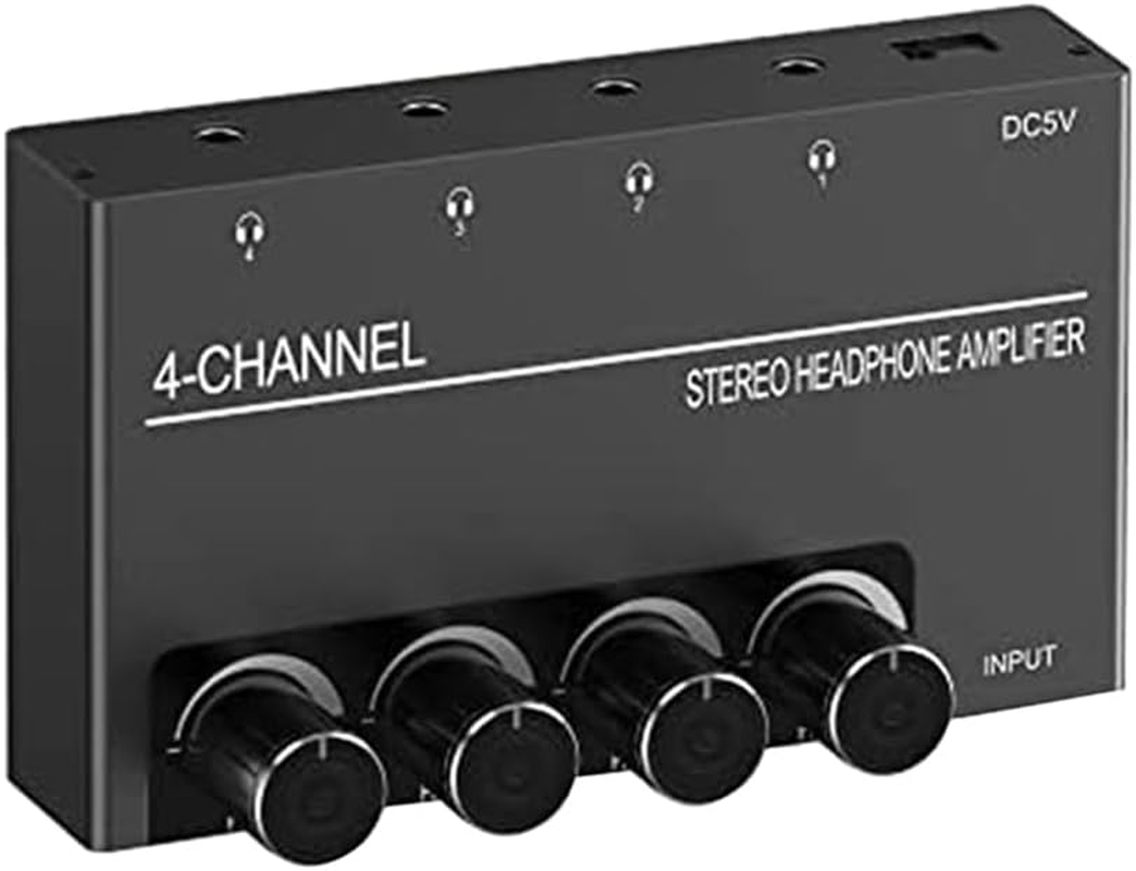 4 Channel Stereo Audio Amp Audio Amplifier Headphone Splitter with 4 3.5MM Headphone Output and 3.5MM Audio Input image number 3