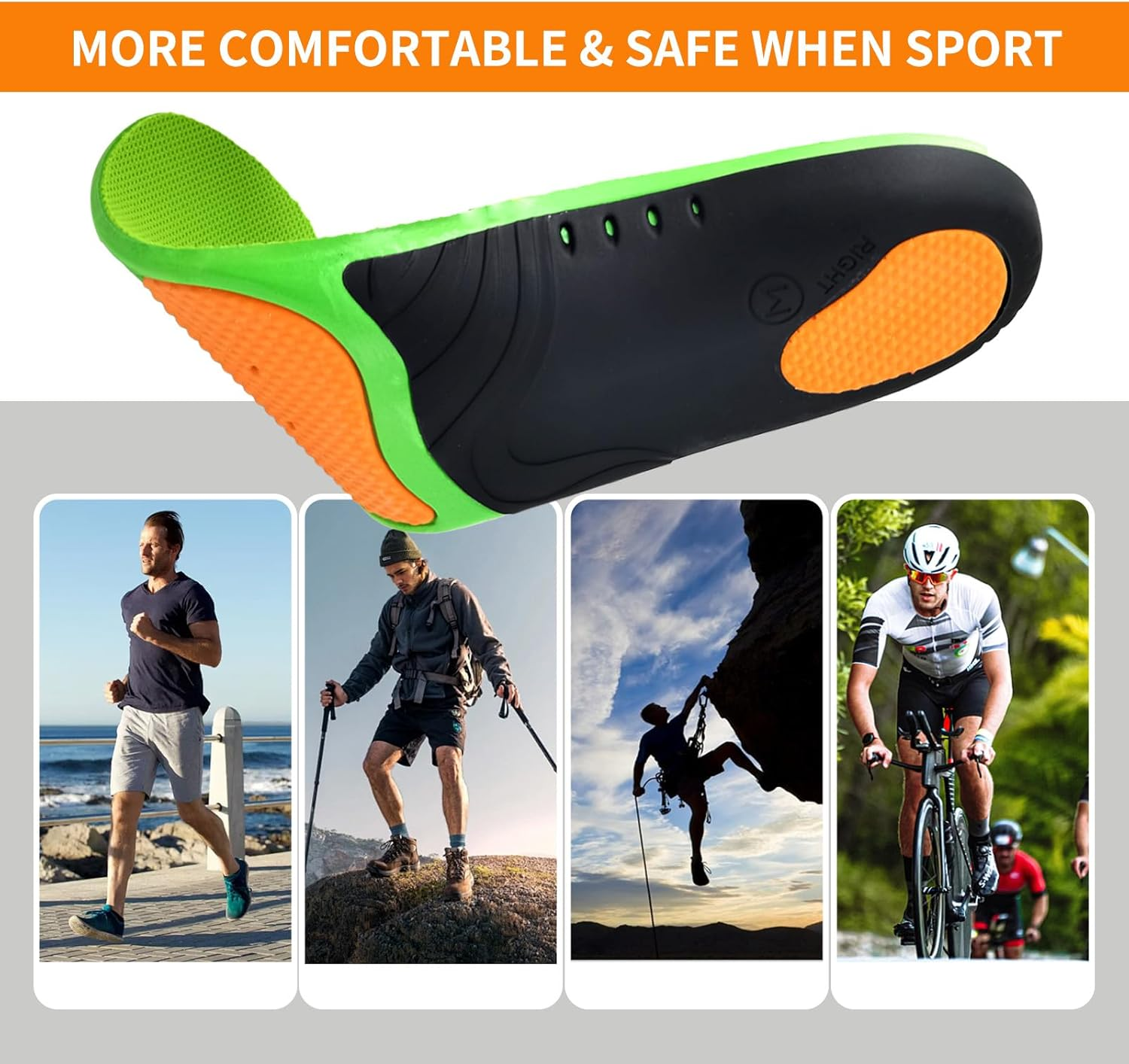 Plantar Fasciitis Insoles for Men Women, Plantar Fasciitis High Arch Support Insoles, Flat Feet Orthotic Insert, Shoe Inserts for Plantar Fasciitis,M image number 1