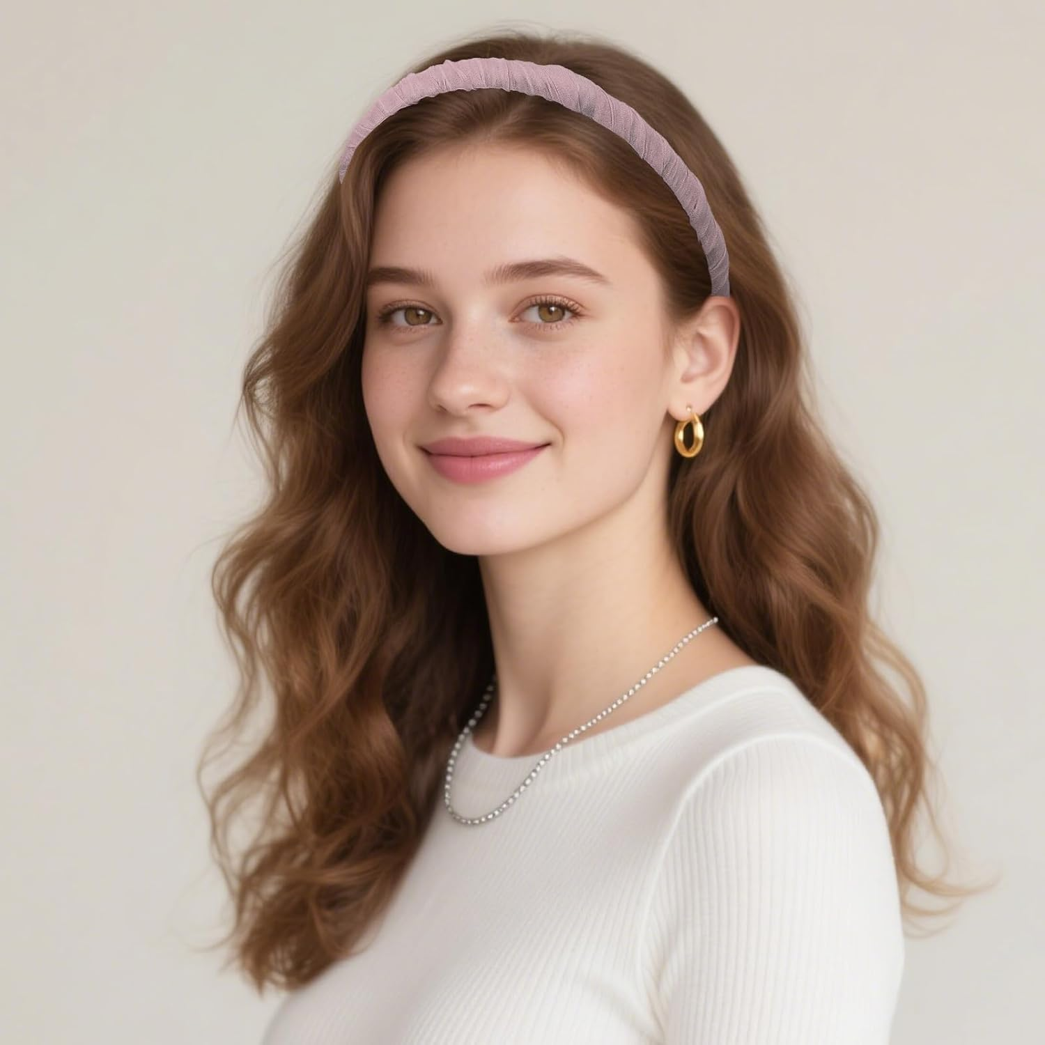 Pruadeor Pack of 5 Women'S Love Narrow Hair Bands for Women Pink Hair Accessories image number 2