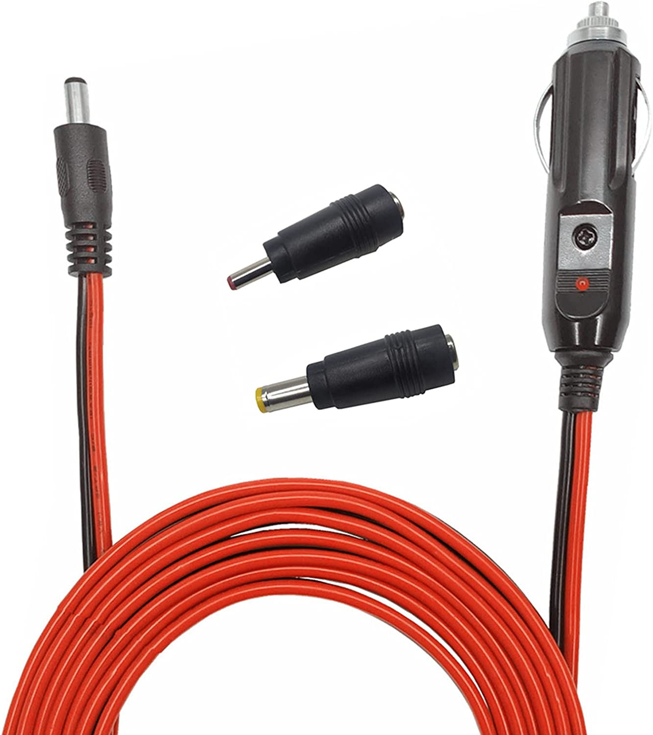 DC Car Charger Cable - 5.5Mm X 2.1Mm Connector to Cigarette Lighter Male Plug with Extra 2 Connectors 12-24V 15A Auto Power Supply Cord for Portable DVD Player, Car, Camera image number 5