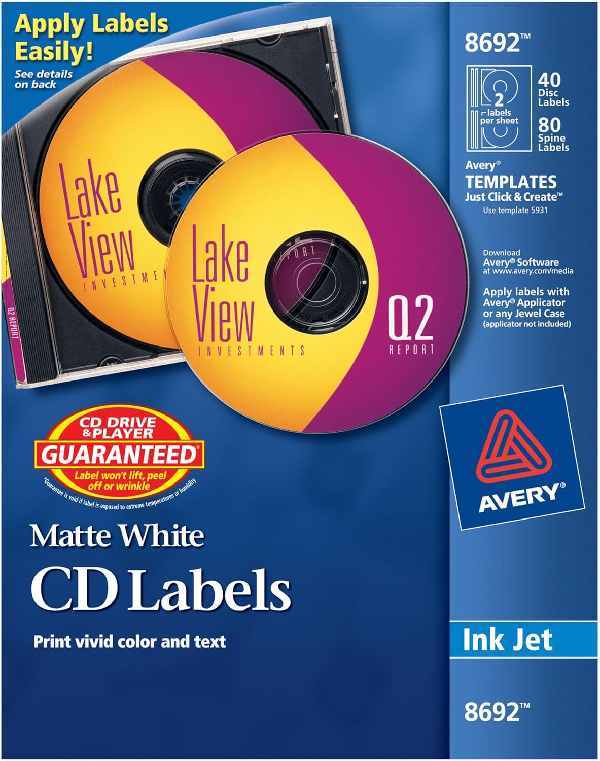 Avery&reg; CD/DVD Labels, Permanent, 8692, Matte White, Pack of 40 image number 4