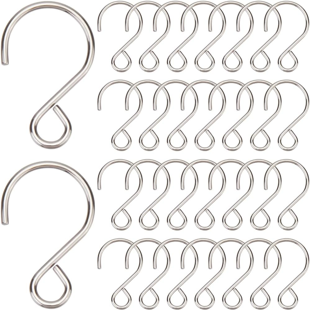 SOFPLATE 1 Box of 300 S Shaped Hooks Small S Hooks Made of Stainless Steel Metal Wire Mini Hooks in Golden S Shape Ornament Hanger Hook Connector for Hanging Crystal Chandeliers Christmas Tree