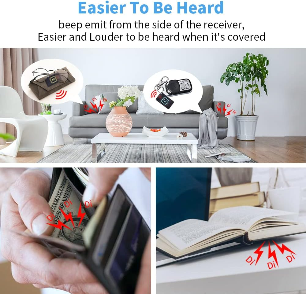 Key Finder Chlovoe RF Item Locator with 2 Transmitters and 6 Receivers 85Db Loud Beeps Wireless Key Finder Locator for Finding Wallet Remote Key Phone Glasses image number 4