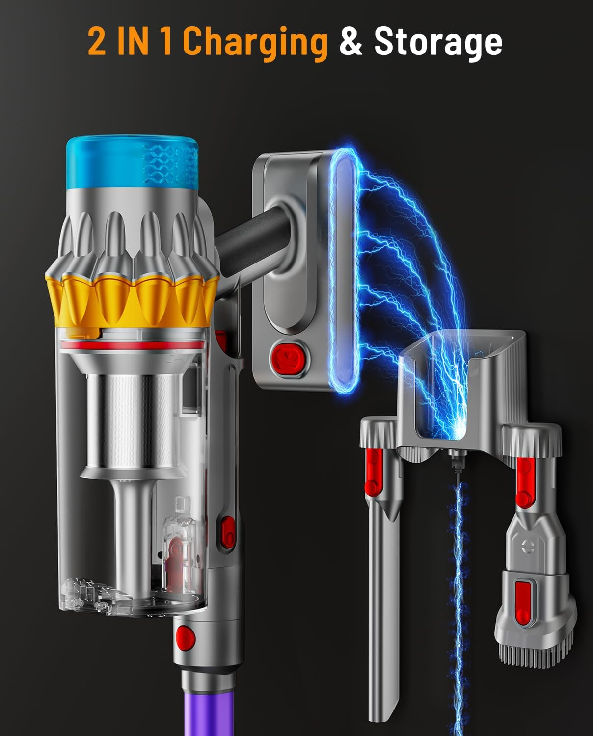 Cordless Vacuum Cleaner, 600W 50KPA 70Mins Cordless Stick Vacuum Cleaners with Self-Standing, LED Screen, Wall-Mounted Charging, Anti-Tangle Stick Vacuum Cleaners for All Floors (Purple) image number 1