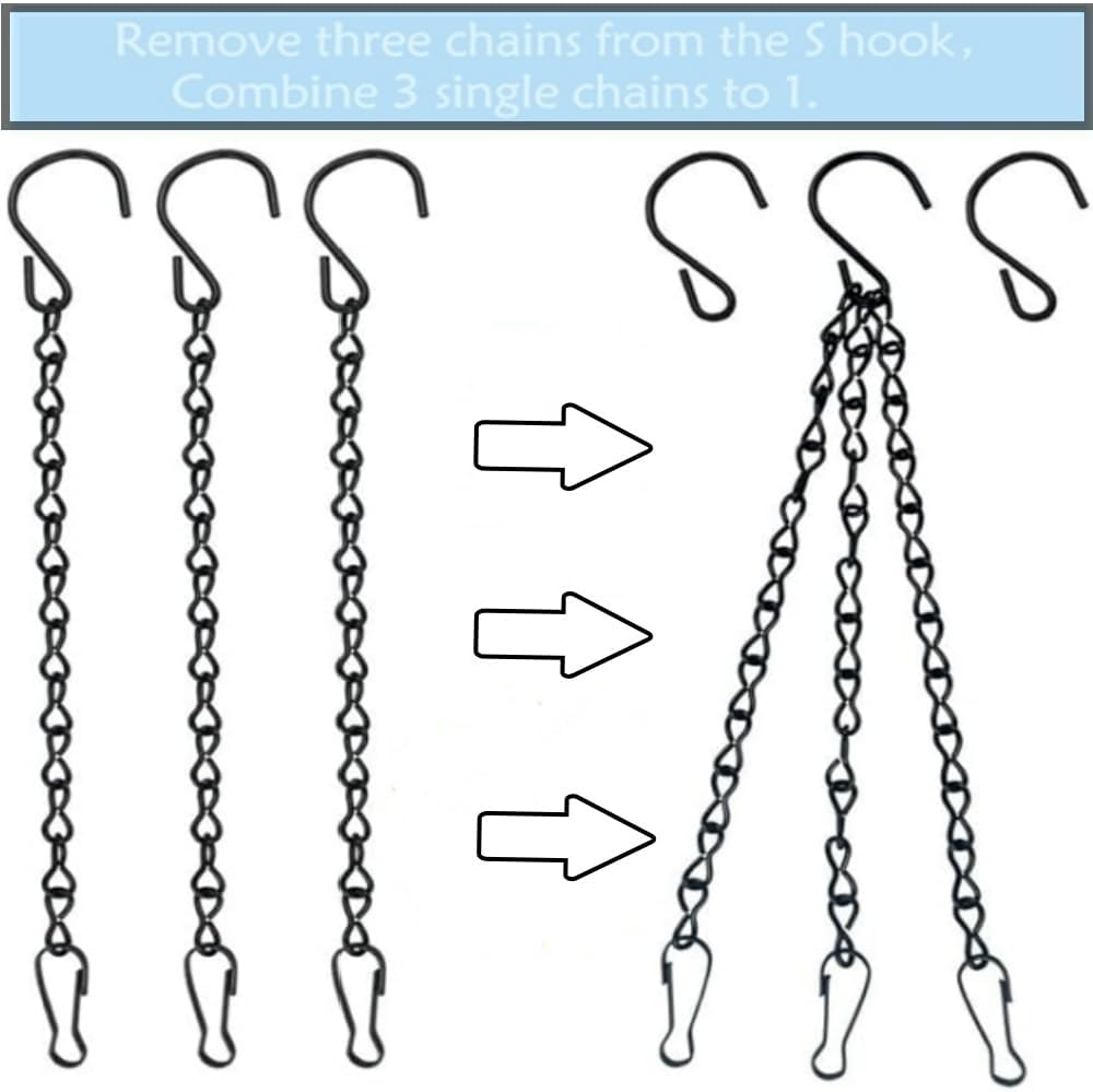Fabselection Garden Plant Hangers, 9.5Inch Hanging Chain, 2 Pack 3 Point Stainless Steel Hanging Basket Chains for Hanging Bird Feeders, Birdbaths, Planters,Wind Chimes, Lanterns and Ornaments image number 3