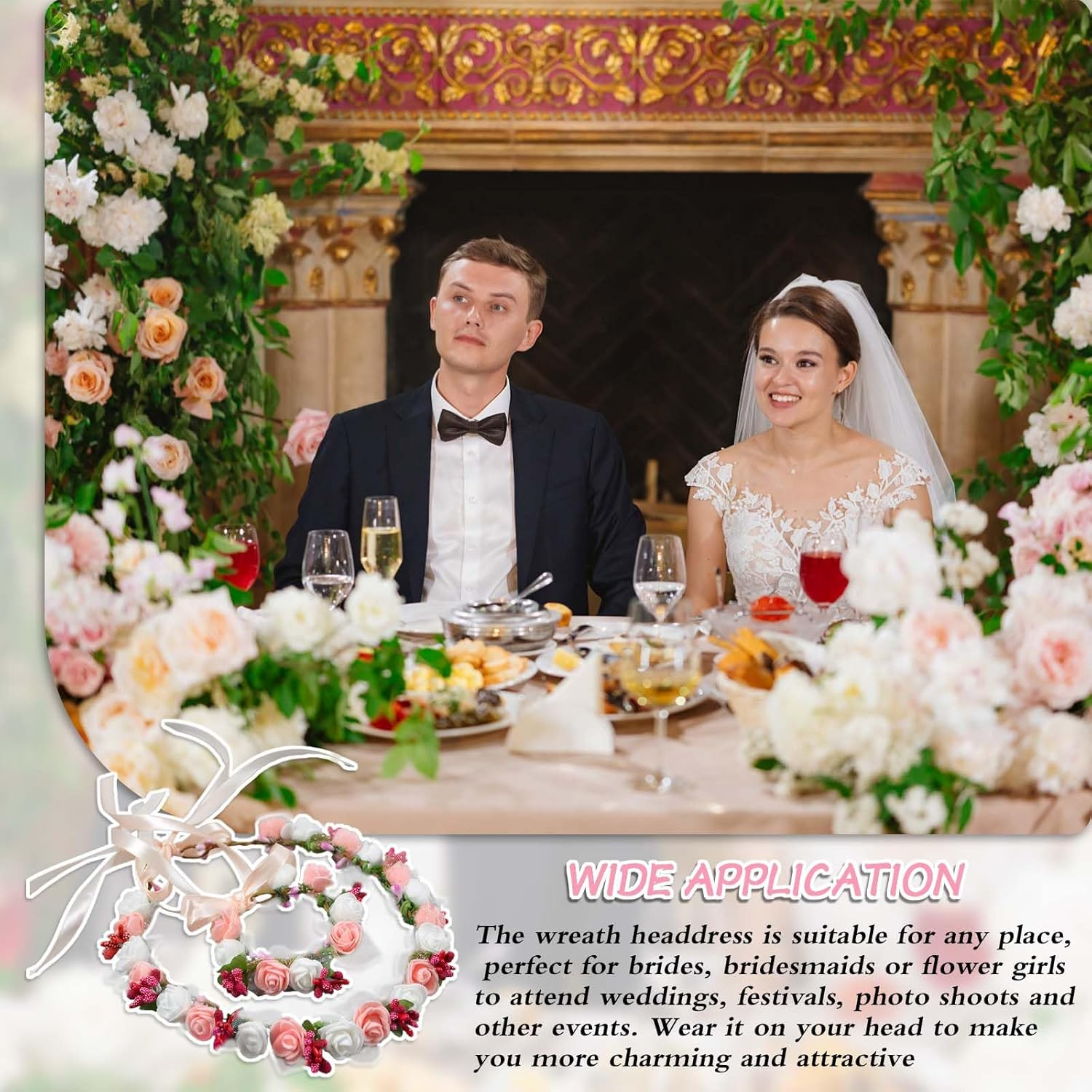 Beautiful Headband with Dried Flowers - Optimal Hair Wreath for Communion Young Women - Flower Wreath Headpiece - Oktoberfest Hair Accessories