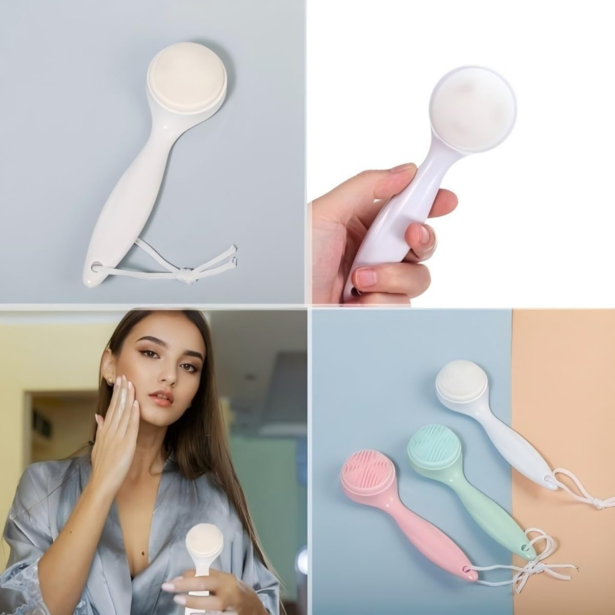 2 Pack Silicone Facial Cleansing Brush Set - Handheld Face Scrubber for Makeup Removal and Skincare Exfoliation - Facial Brushes for Deep Cleansing and Gentle Exfoliation