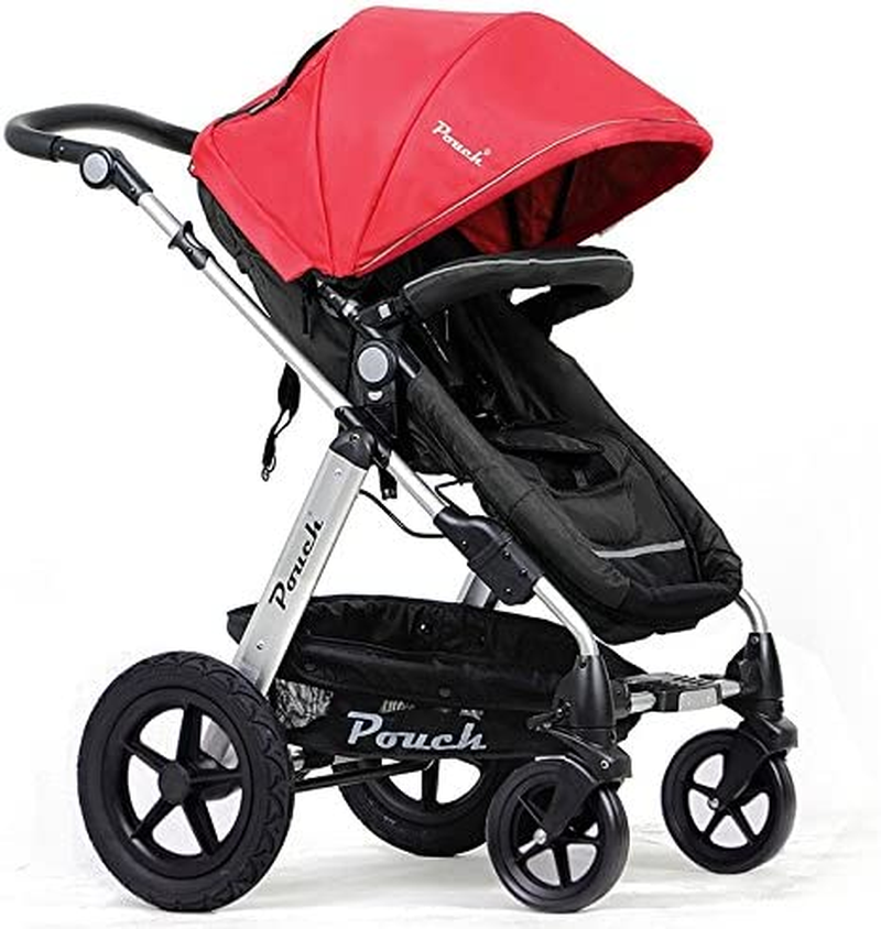POUCH 2 in 1 Baby Toddler PRAM Stroller Jogger Aluminium with Bassinet (Black) image number 3