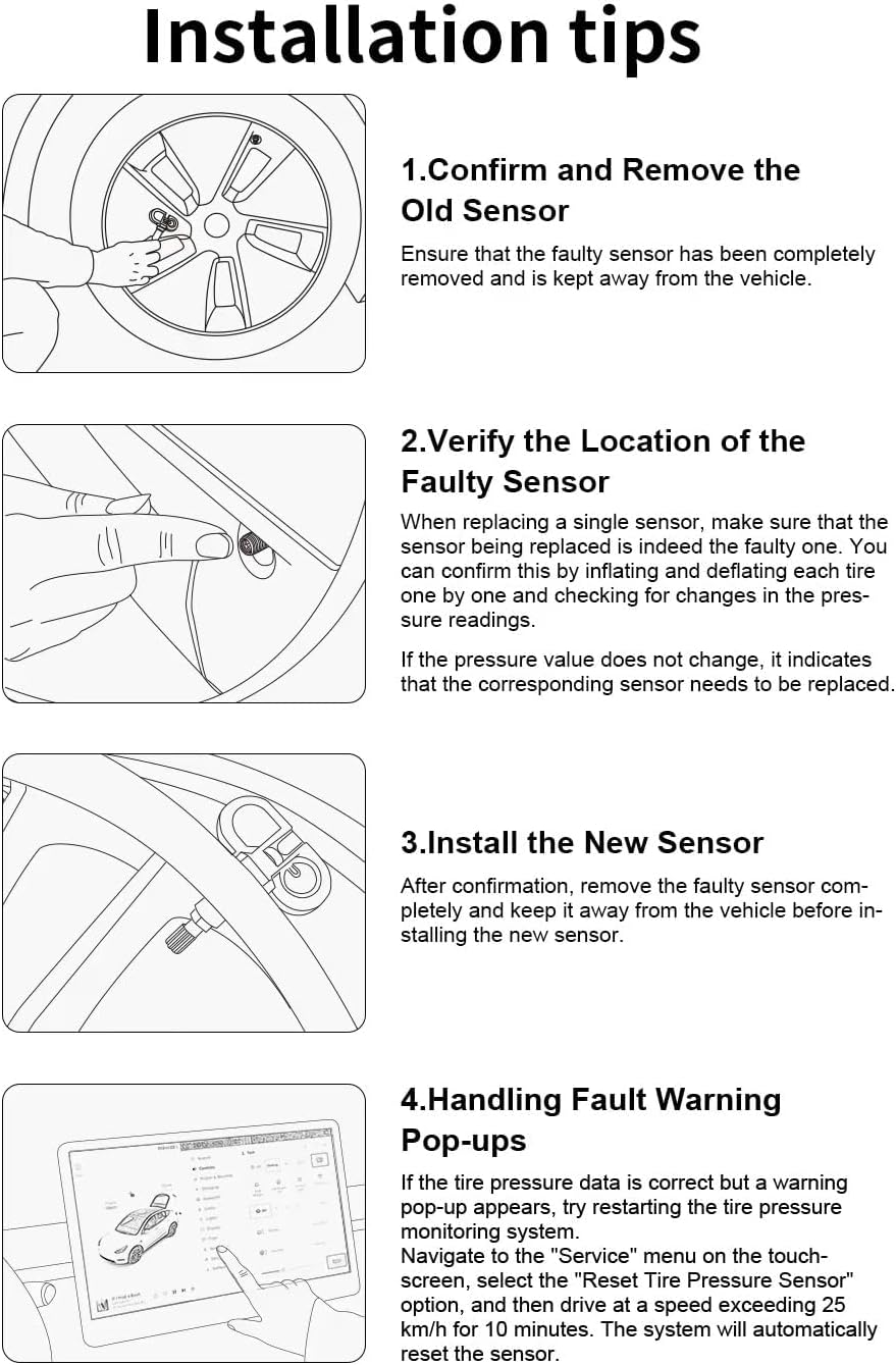 B-Qtech Tesla Bluetooth TPMS Sensor Tire Pressure Monitoring System Sensor Compatible with Tesla Model 3, Model Y, Model S, Model X 2021 2022 2023 image number 2