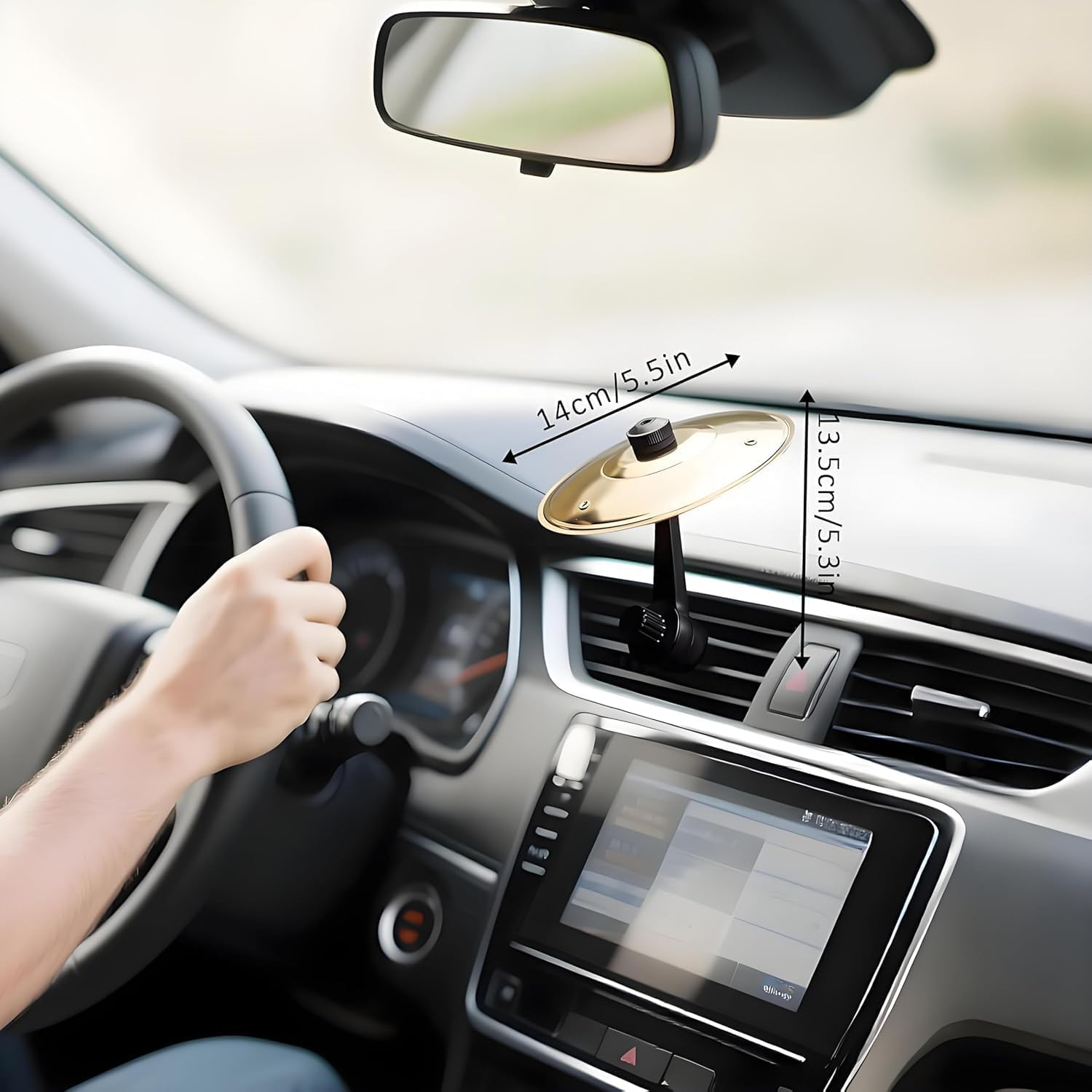 Car Cymbal, Car Cymbal Air Vent, Mini Drum Crash Cymbal for Car Vent, 2 Swivel Joints,Suitable for All Types of Vehicles (Gold) image number 3