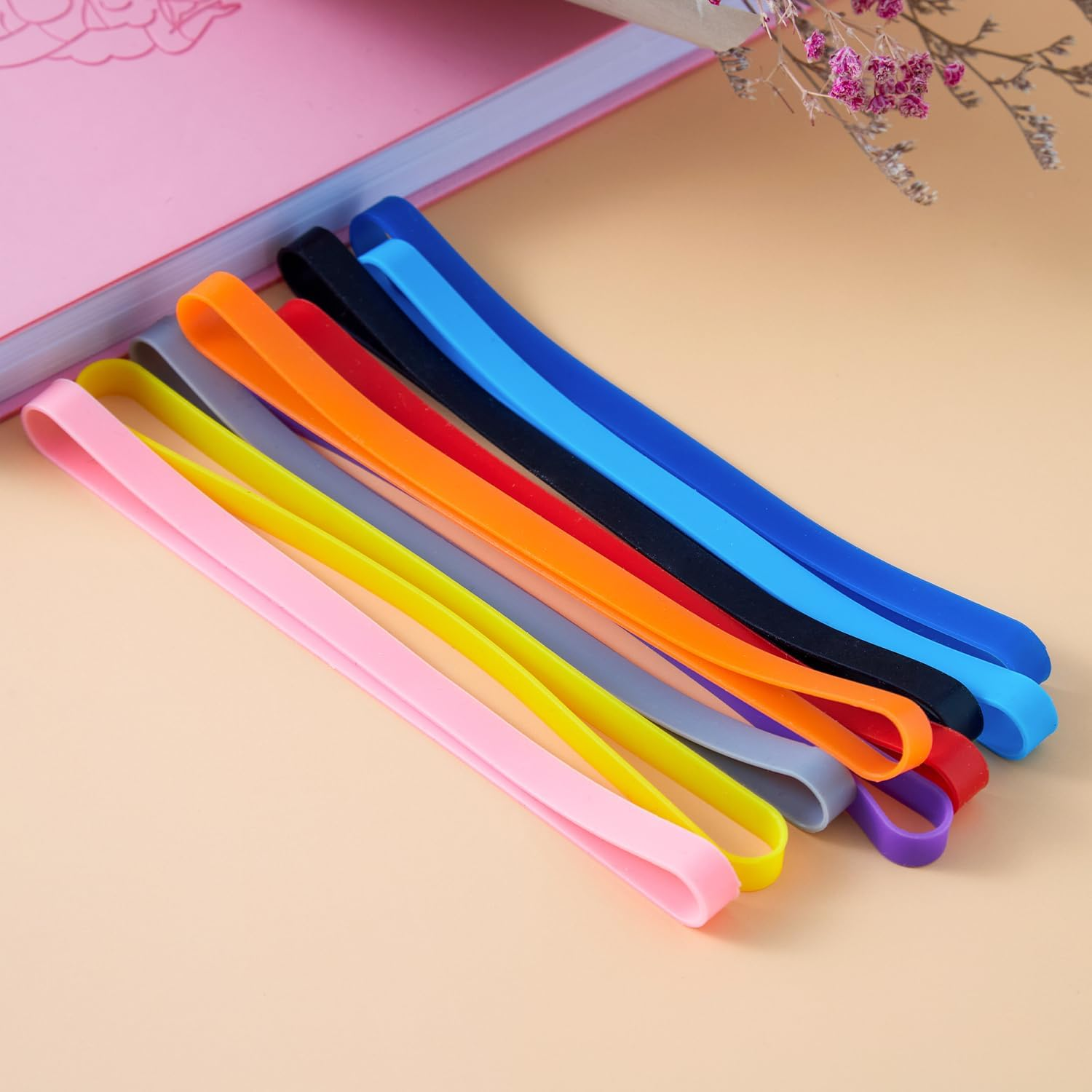 12 PCS Silicone Rubber Bands Planner Elastic Bands Elastic Rubber Wrapping Bands for Books, Crab Traps, Art, Cooking, Wrapping, Exercise, Bag Wraps, Heat, Cold, UV, Chemical Resistant image number 1