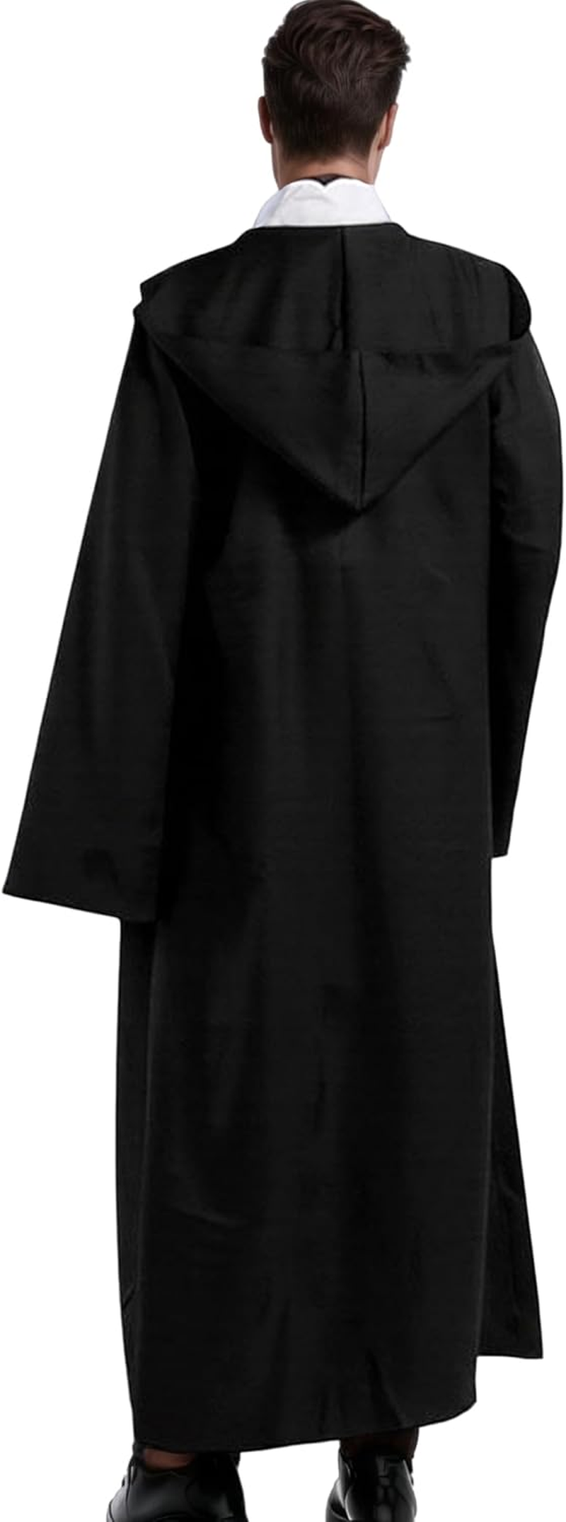 COSOUKE Hooded Cloak Halloween Medieval Costumes Wizard Robe Cape Men Knight Fancy Cool Cosplay Costume image number 3