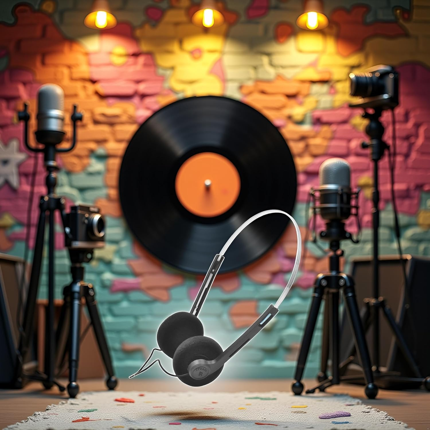 Black Retro Over-Ear Earphones,Mini Stereo Lightweight Headphones with Cord,Hi-Fi Stereo Earphone Headset,80S 90S Vintage Headset Wired, and Earbuds Headphones image number 4