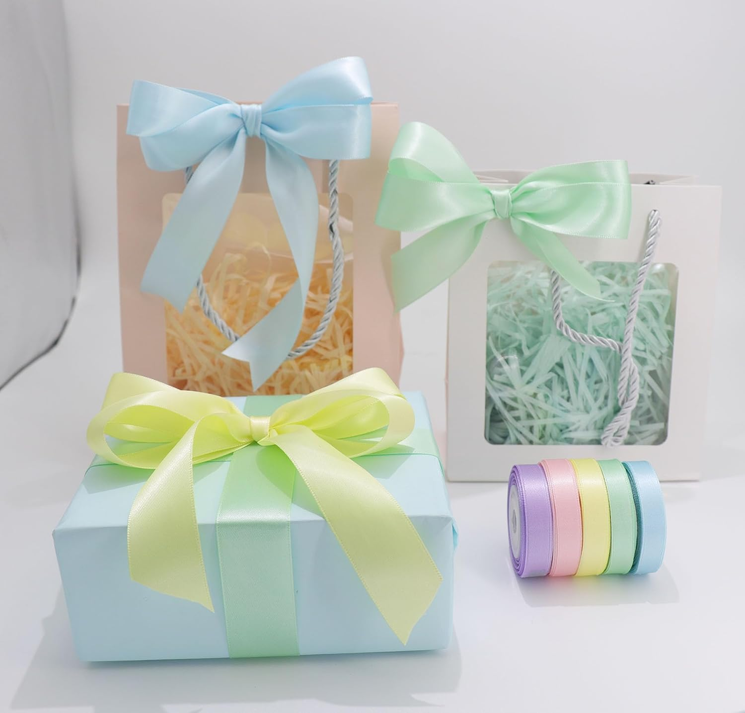 Satin Ribbon 3/8 Inch, Pastel Color Double Faced Ribbon for Gift Wrapping, Flower Bouquet, Wedding Party Decoration, Hair Bows, DIY Crafts - 8 Yards/Roll, Total 40Yds image number 6