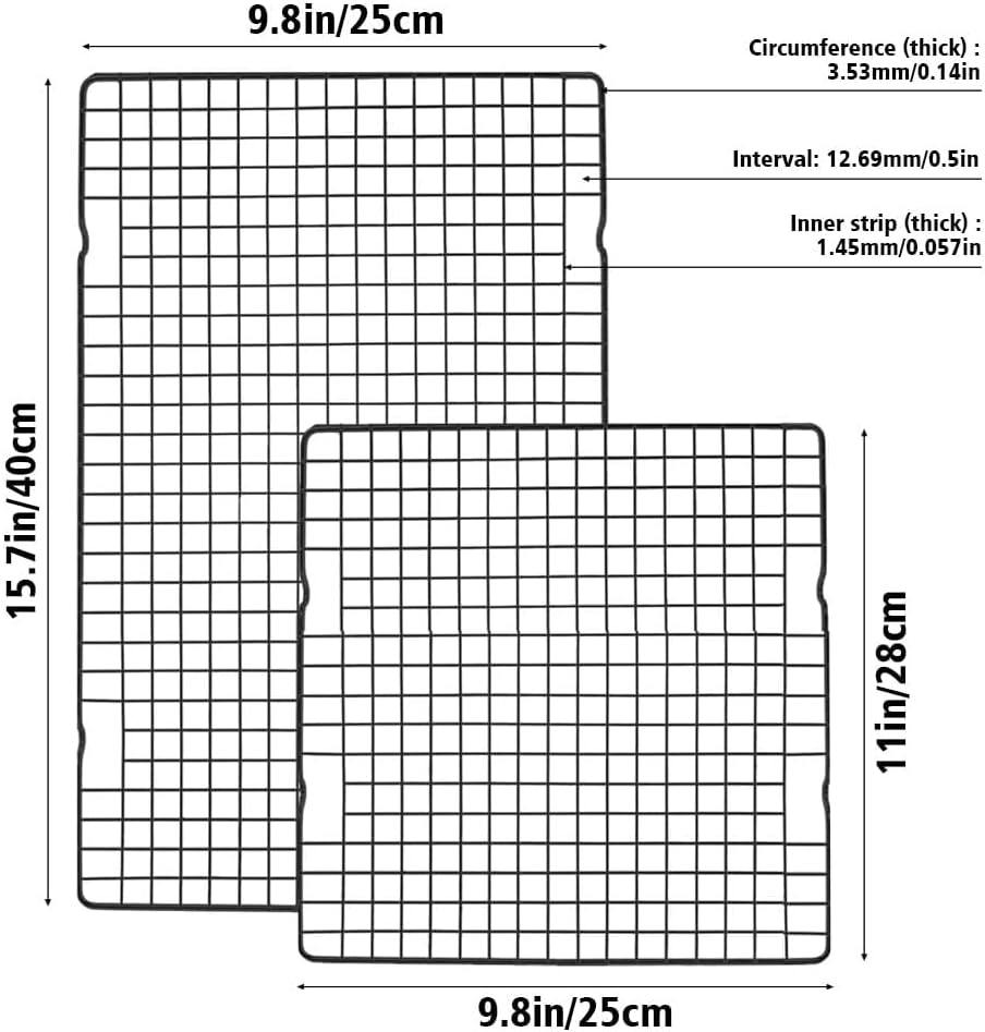 2 Pcs Cooking Rack Baking Racks,Nonstick Carbon Steel Baking & Cooling Grid for Roasting,Grilling, Cooking, Cooling, Oven & Dishwasher Safe (16 X 10In & 11 X 10In) image number 3