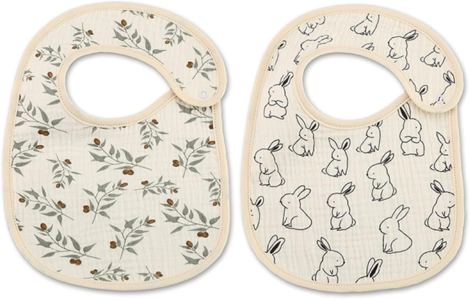 Organic Muslin Bibs, Baby Drool Bibs for Girls Boys, Soft Lap-Shoulder Waterproof Snap Bibs for Teething image number 2