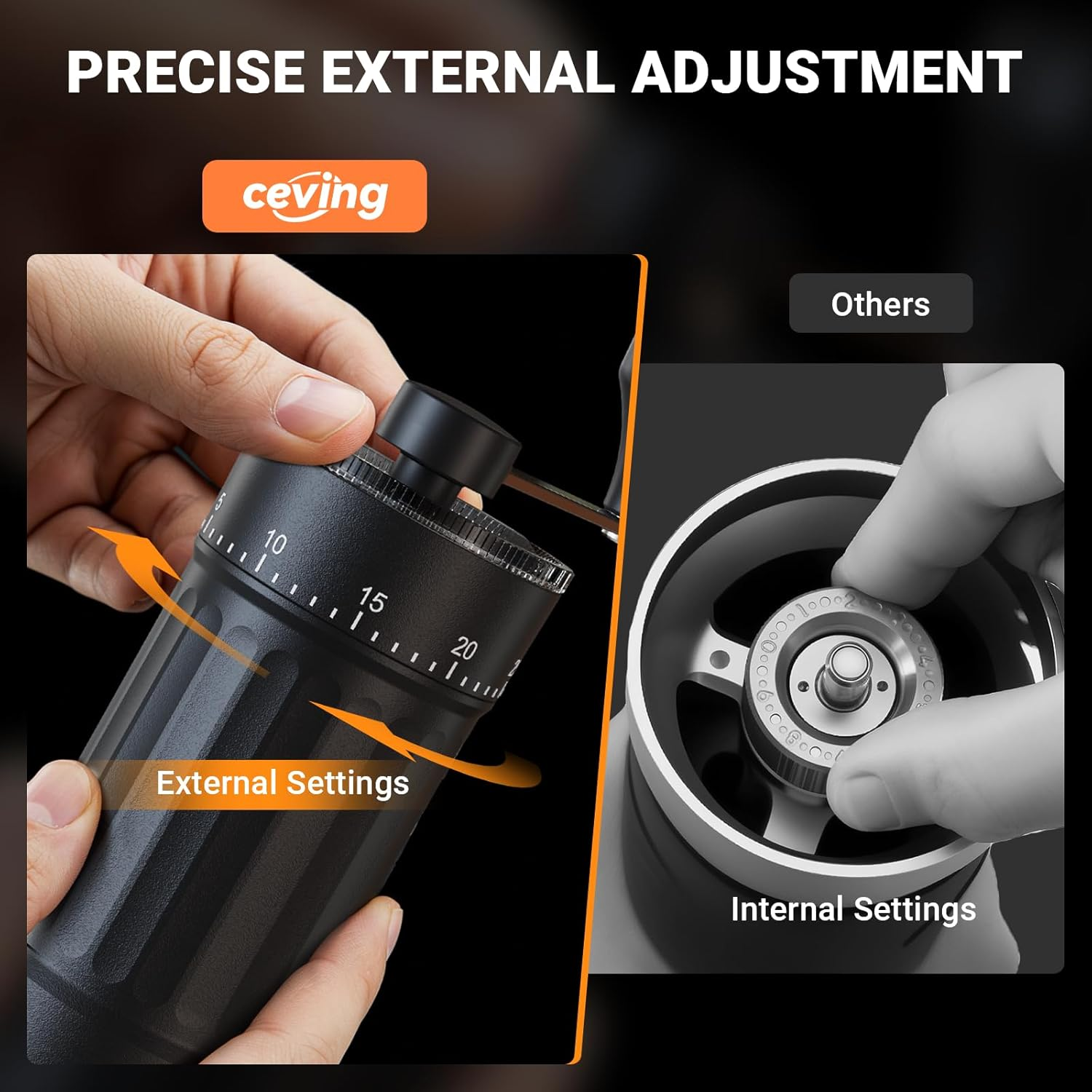 Mini Manual Coffee Grinder with 40 Adjustable Settings, Portable Hand Coffee Bean Mill with 30G Capacity, Conical Burr Coffee Grinder with Crank for Travel, Camping, Office, Espresso, Pour Over, Etc image number 2