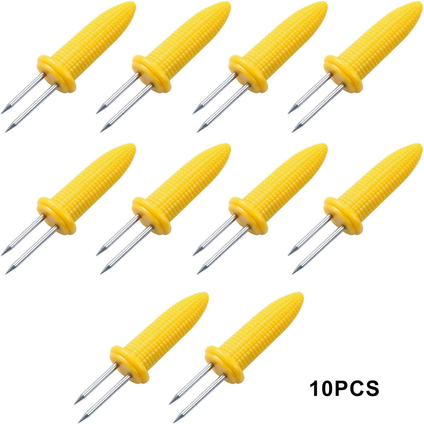 10 PCS Corn Holders,Corn on the Cob Skewers,Stainless Steel Corn Fork Barbecue Skewers Kitchen Tool for BBQ Twin Prong Sweetcorn Holders Home Cooking Fork image number 2