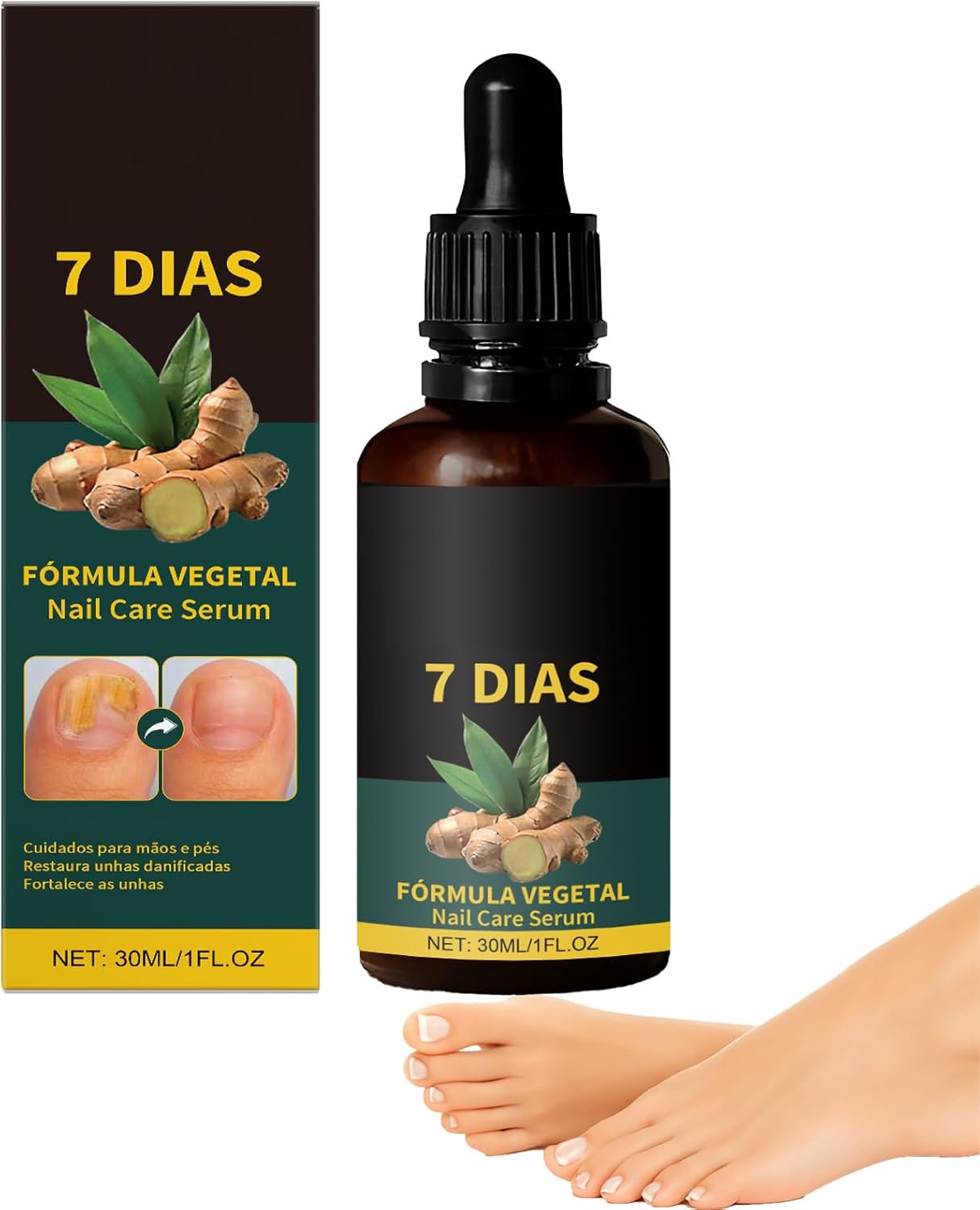 Ginger Nail Growth Serum 7 Days Nail Care Treatment Multi-Purpose Nails Repair Cream Ginger Cuticle Care Nourishing Oil Brittle Strengthener Suitable for Dry and Damaged (2Pcs)