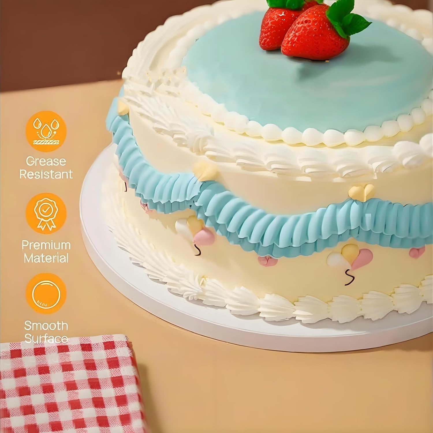 Yeanifeana 3 Pack round Cake Drums - 8/10/12 Inch Greaseproof Cake Boards, Sturdy White Cardboard Base for Tiered & Heavy Cakes image number 3