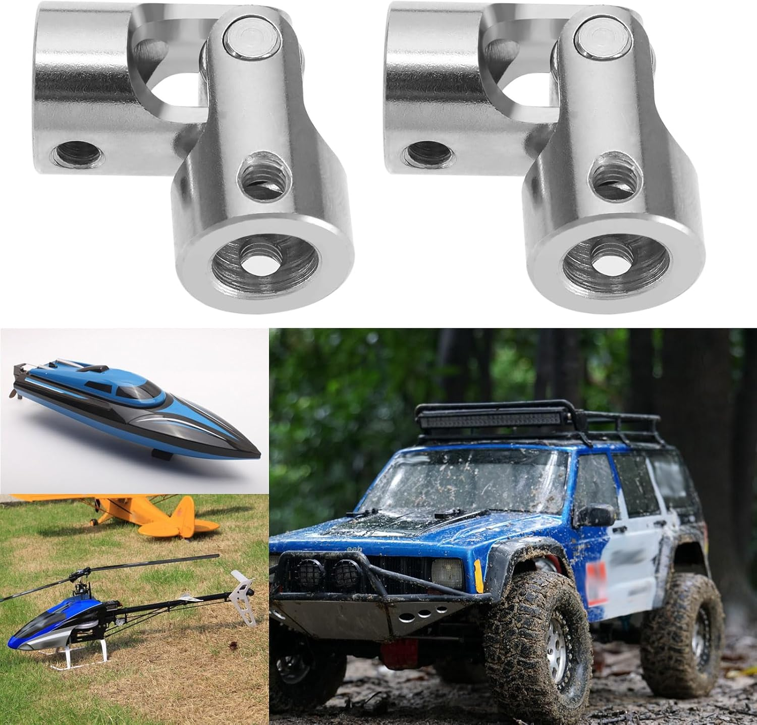 Emagtech 4Pcs 8Mm to 8Mm Metal Shaft Coupling Universal Joint Shaft Coupling Flexible Coupling Connector Accessories for Model Car Ships Robots image number 3