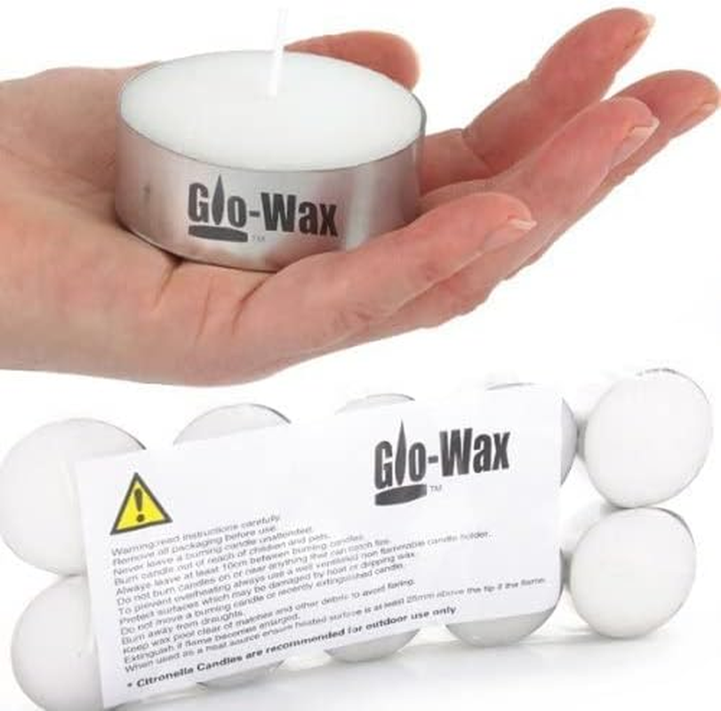 Glo-Wax Giant Tea Lights 10 Pack Maxi Candles Unscented Extra Large Long Burn Lasting Up-To 10 Hour Burning per Candle Indoor and Outdoor Tealights Quality White Wax image number 6