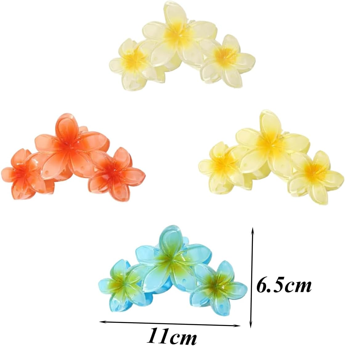 Niaciswe Hawaiian Flower Claw Clips, Pack of 4 Flower Hair Clips, Flower Hair Clips, Large Claw Clips for Thick Hair, Flowers Hair Clip, Large for Washing Face image number 2