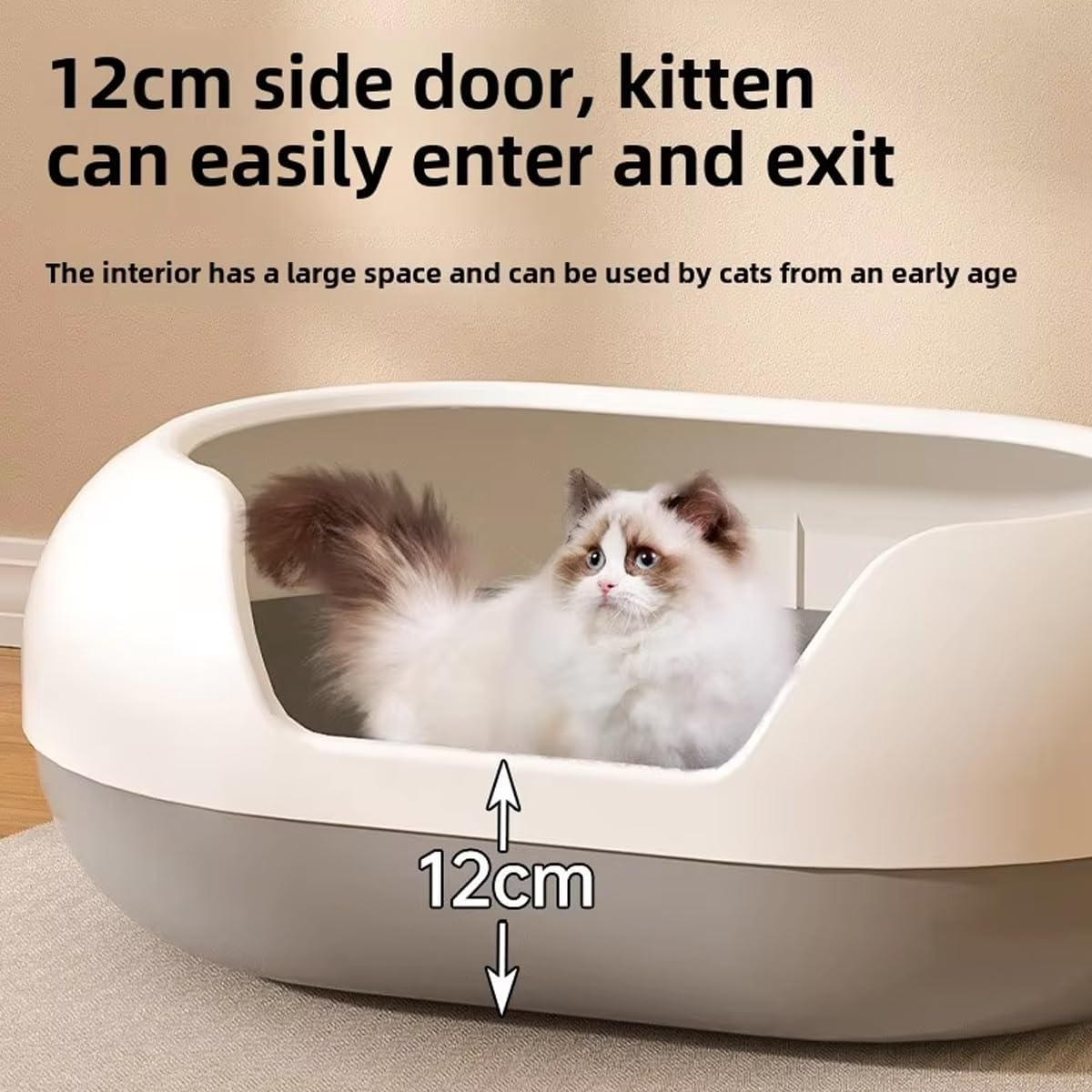AIMALL Large Semi Closed Cat Litter Box Covered Litter Pan for Cats Easy Clean Design image number 2