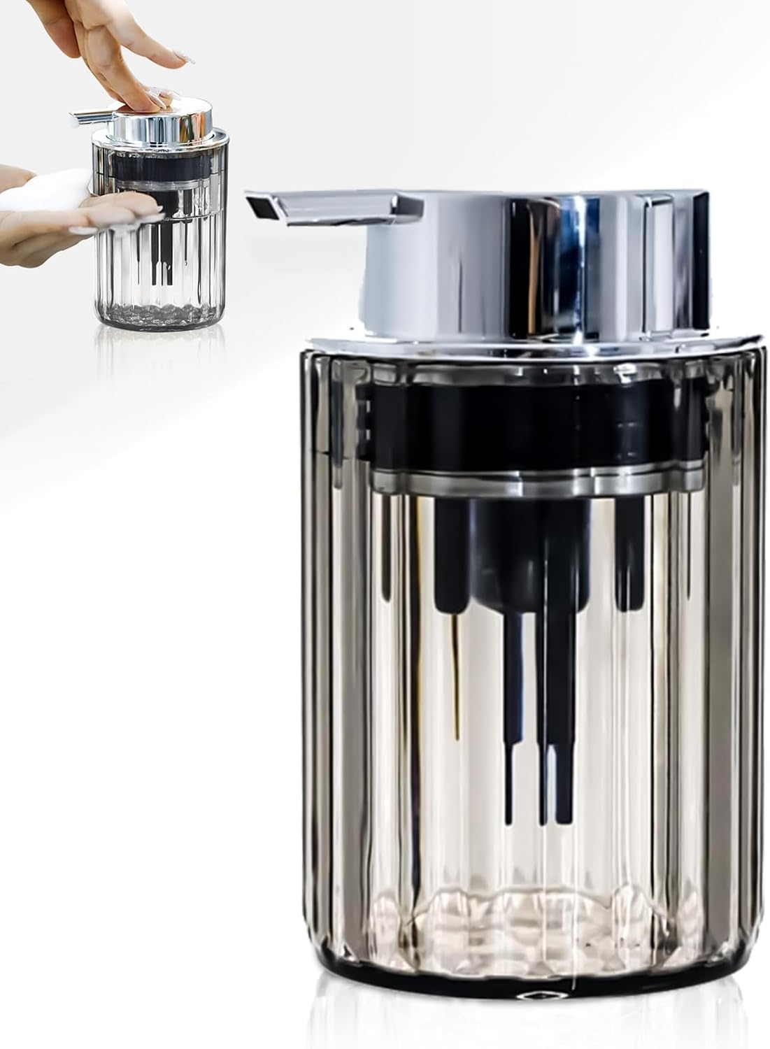 BRARIOS Pump Dispenser Face Wash Push Type Refillable Soap Dispenser Light Luxury Manual Leakproof Thick Foam Large Capacity Portable Durable Kitchen Company Home Holidays (Grey)