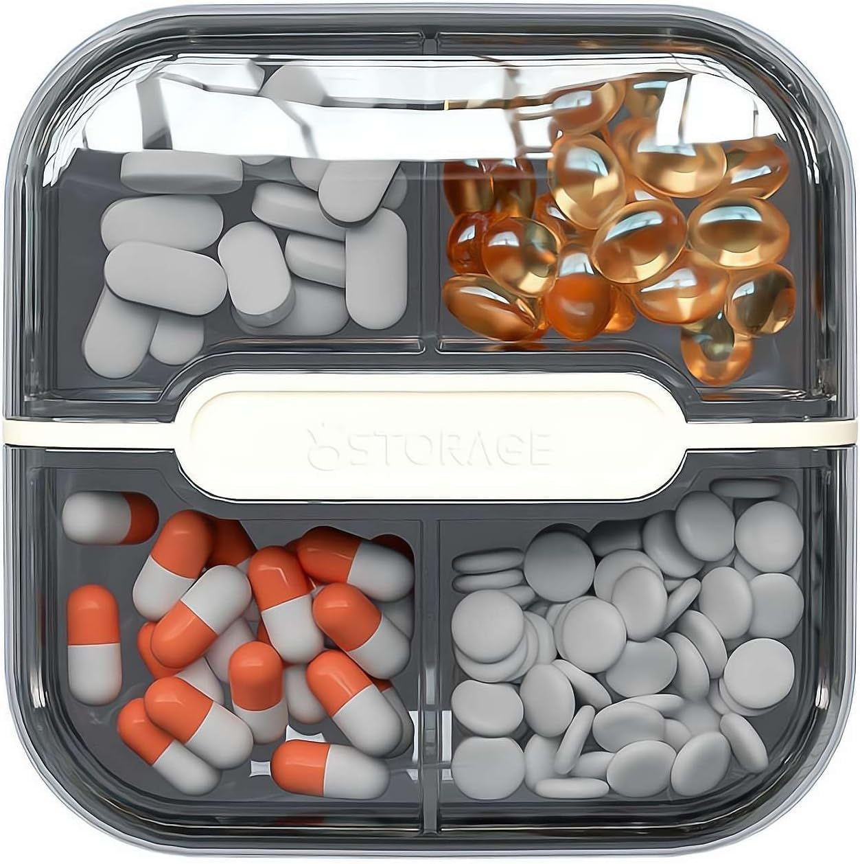 Portable Weekly Pill Organize Compact Travel Medicine Dispenser with Compartments for Daily Medication Managemen (Clear, 4)