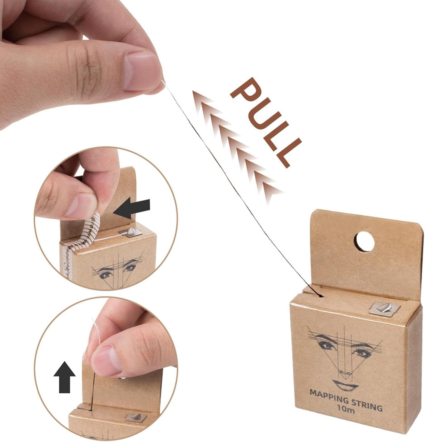 Eyebrow String Mapping, Eyebrow String Mapping,Brown Eyebrow Mapping | Pre-Inked String for Eyebrow Mapping Measuring Tool for Marking