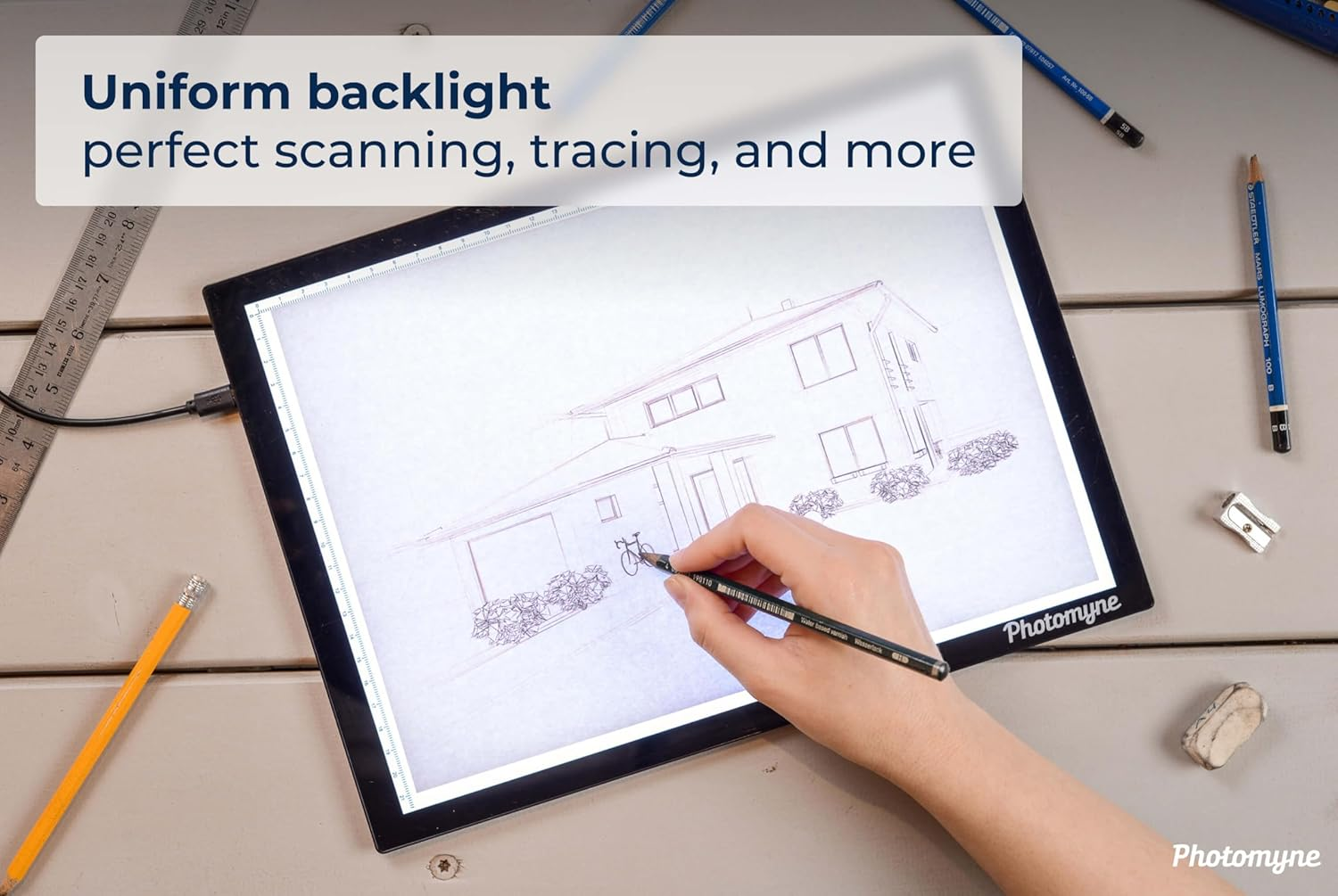 Photomyne Ultra-Thin 14X9.25 Inches/35.7X23.5 Cm USB Powered Light Pad for Supporting Photo Slide and Film Negative Scanning Including a USB Adapter - Black image number 6