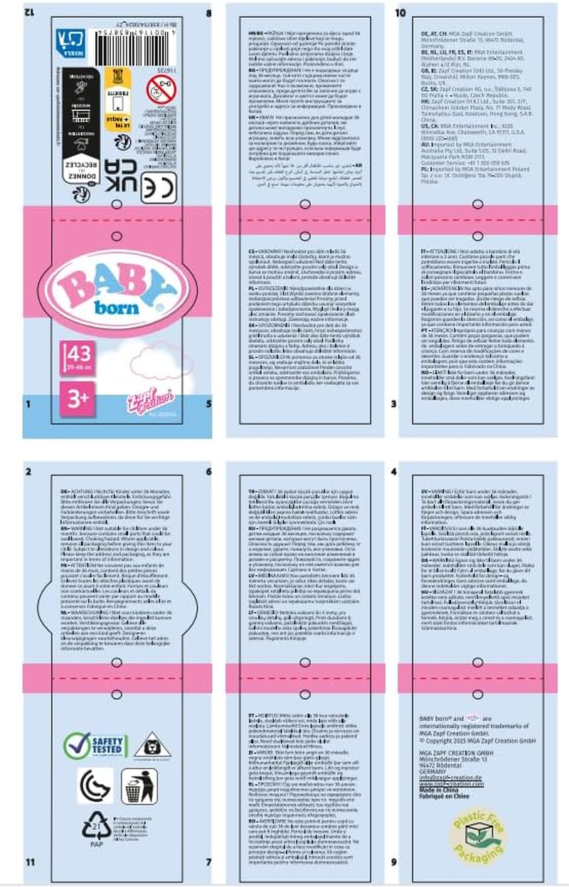 BABY Born Zapf Creation Purple Tutu Dress with Tulle and Stars for 43 Cm Dolls image number 1