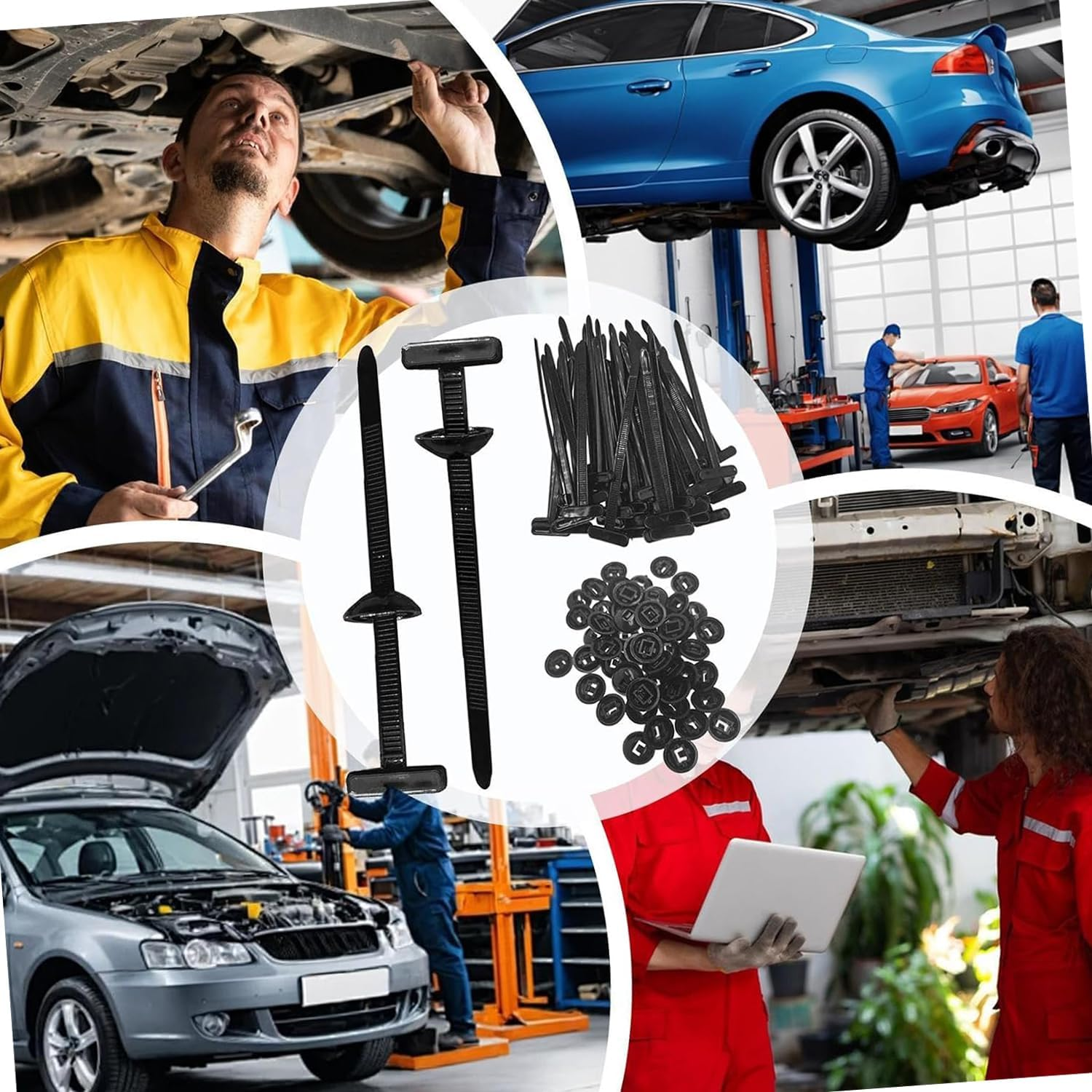 WEZCHUGHAOL 200Pcs Nylon Cable Ties with Buckles, Self-Locking UV Resistant Zip Tie Holders,Car Auto Fixing Repair, Multipurpose Fasteners for Organizing Securing Wires, Cables, Tools image number 4