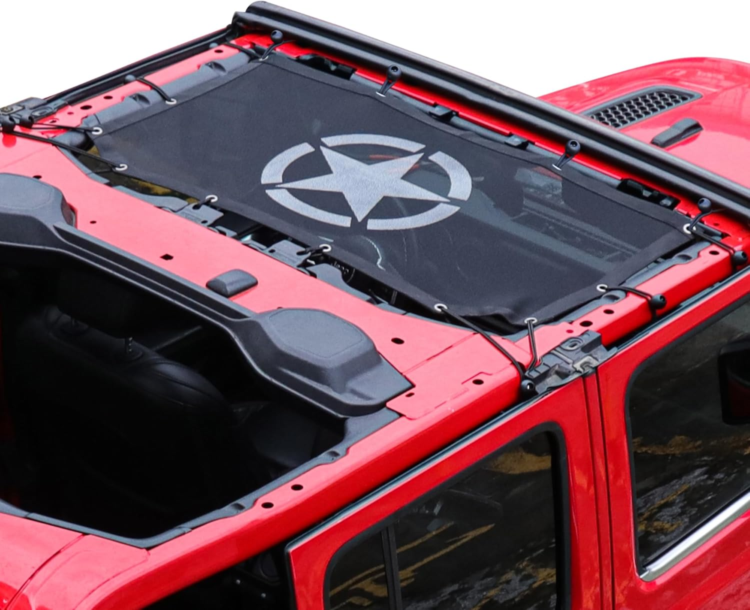 Sunshade for 2018-2023 Jeep Wrangler JL JLU 2 Door 4 Door Front Mesh Sun Shade JL Sunshade Bikini Soft Top Roof Cover Net Accessories, Blocks UV, Wind, Noise, Black