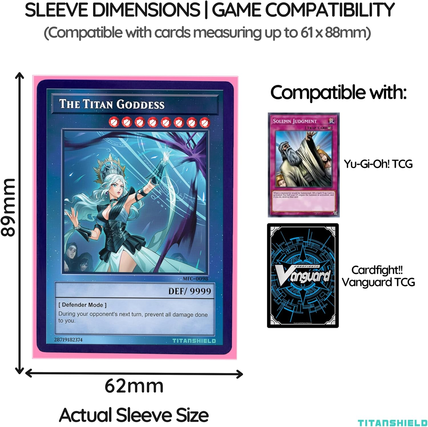 Titanshield (150 Sleeves) Bubblegum Pink Small Japanese Sized Trading Card Sleeves Deck Protector Compatible with Yu-Gi-Oh, Cardfight!! Vanguard, Kpop Photocards image number 6