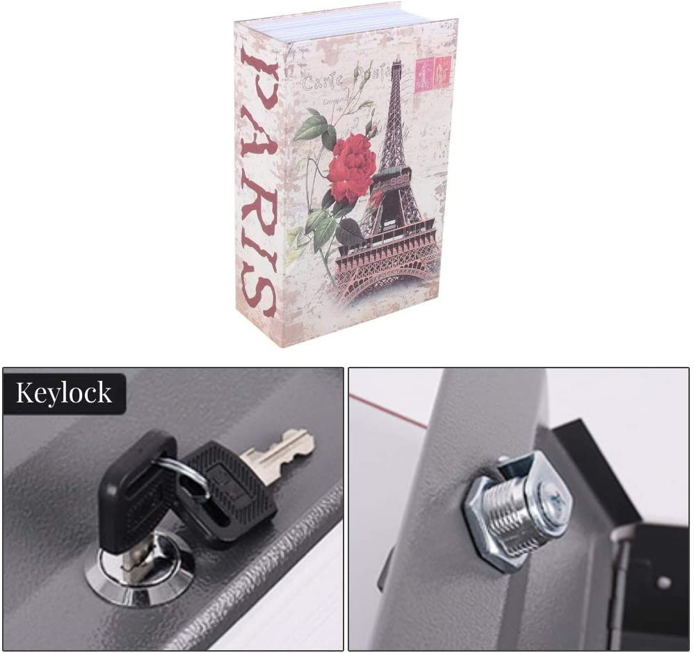 Book Safe Box, Portable Hidden Security Book Storage Case with Key Lock Travel Home Jewelry Passport Money Cash Secret Security Lock Box 18 X 11.5 X 5.5Cm / 7.09 X 4.53 X 2.17Inch image number 1